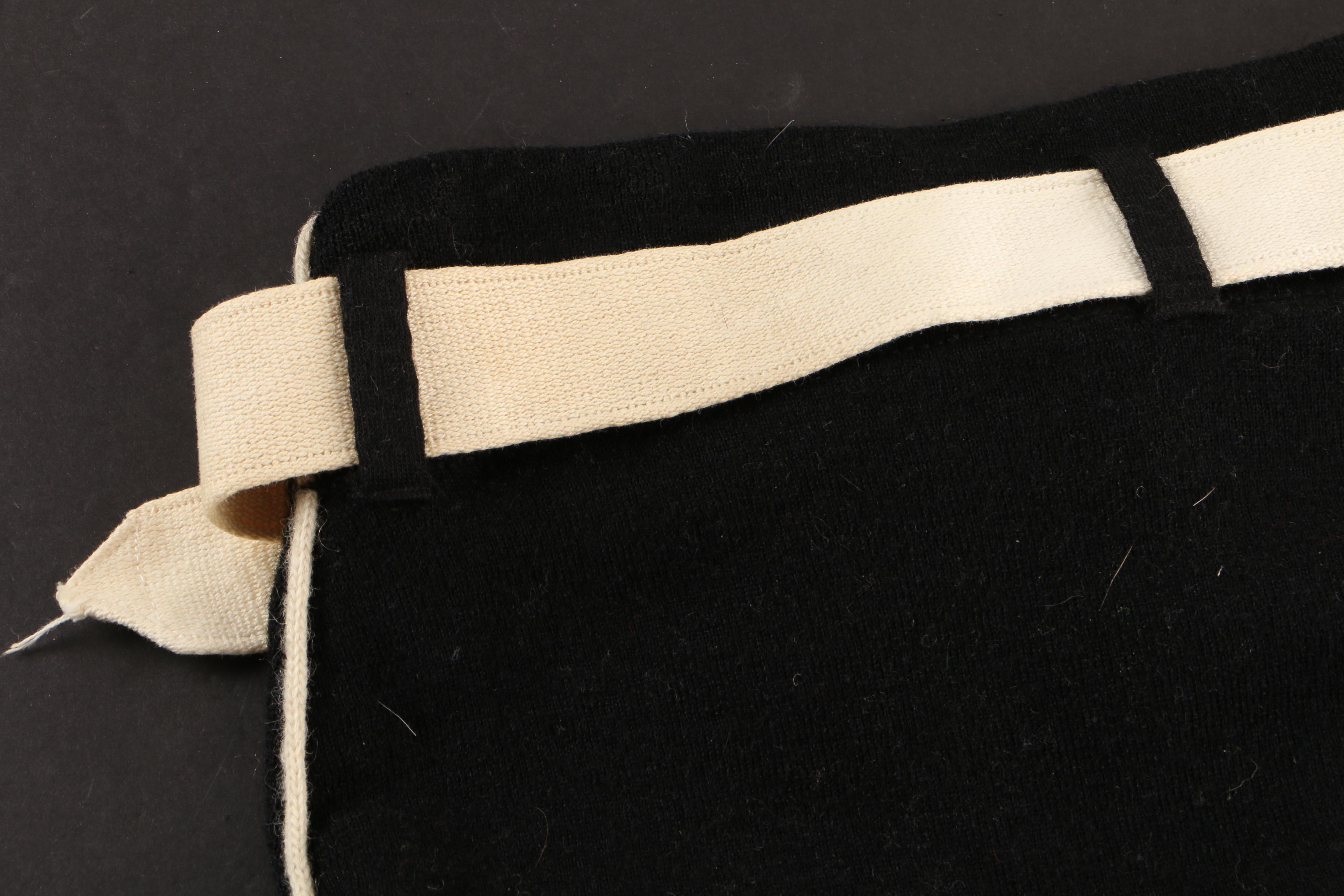 Men's Malibu Belted Black Wool Knit Swim Trunks, 1940s Vintage