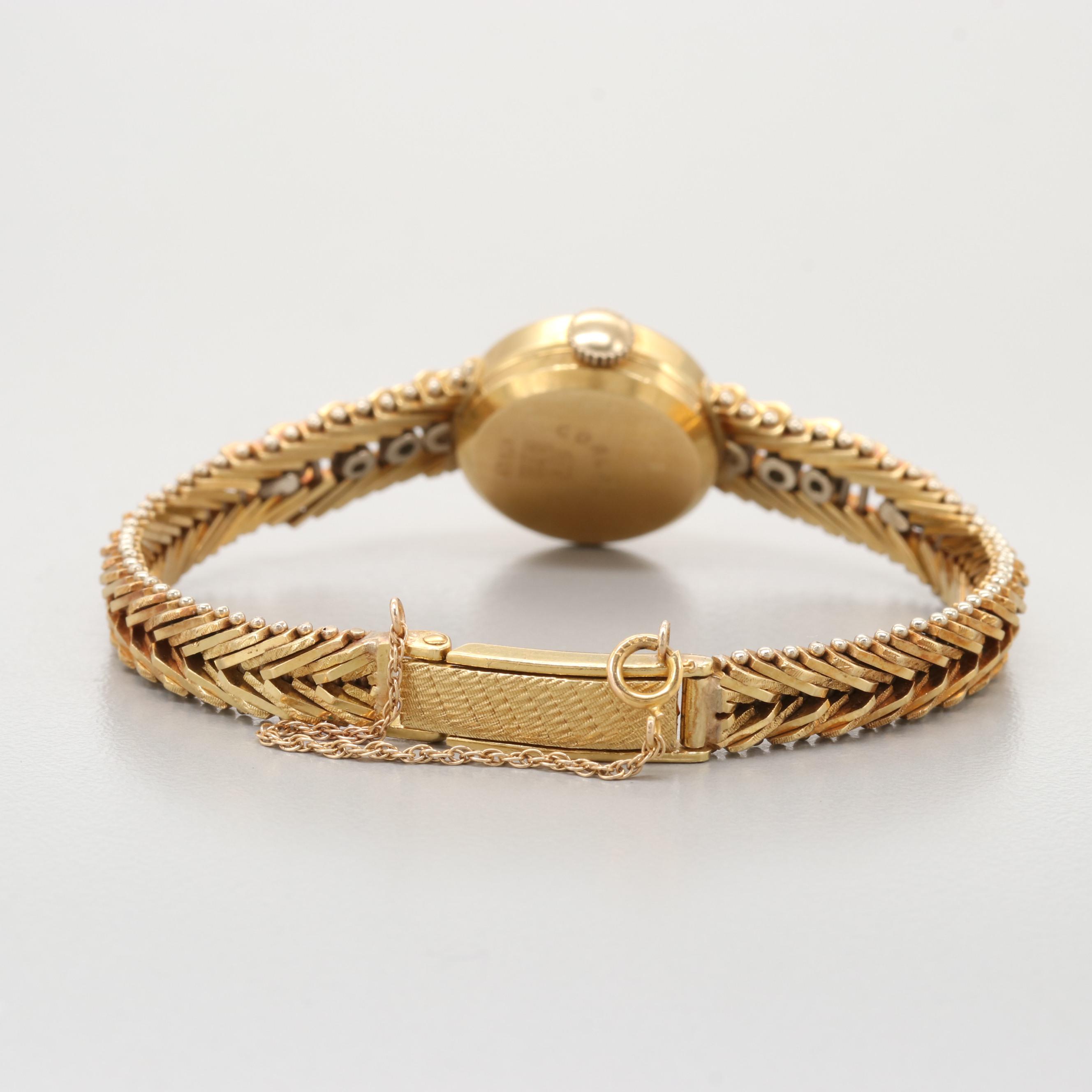 Vintage Longines 18K Yellow Gold Diamond Stem Wind Watch