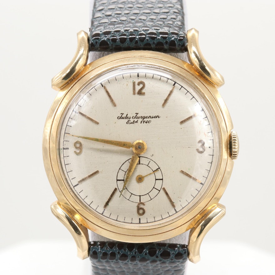 Jules Jurgensen 14K Yellow Gold Stem Wind Wrist Watch