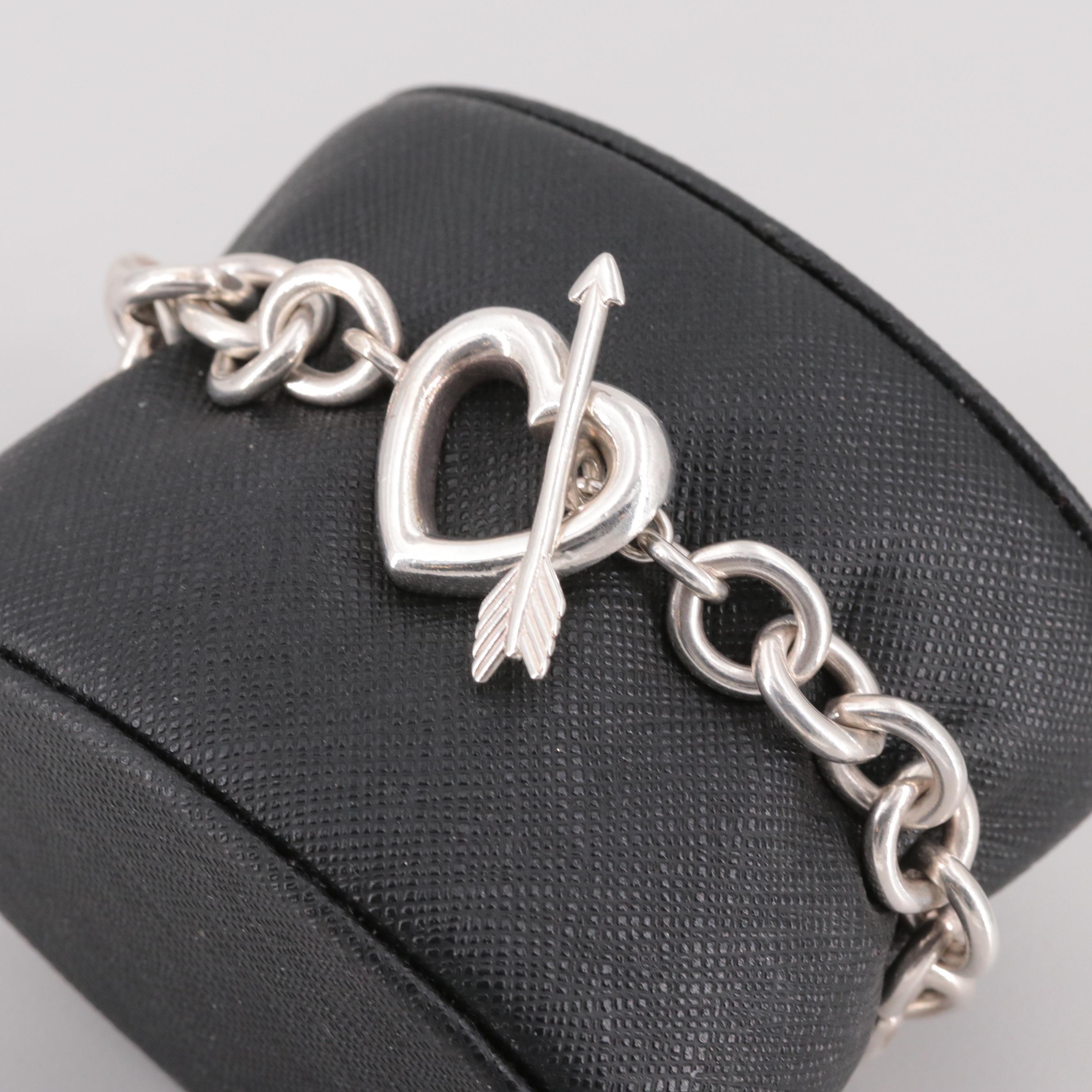 Tiffany & Co Sterling Silver Heart and Arrow Toggle Bracelet