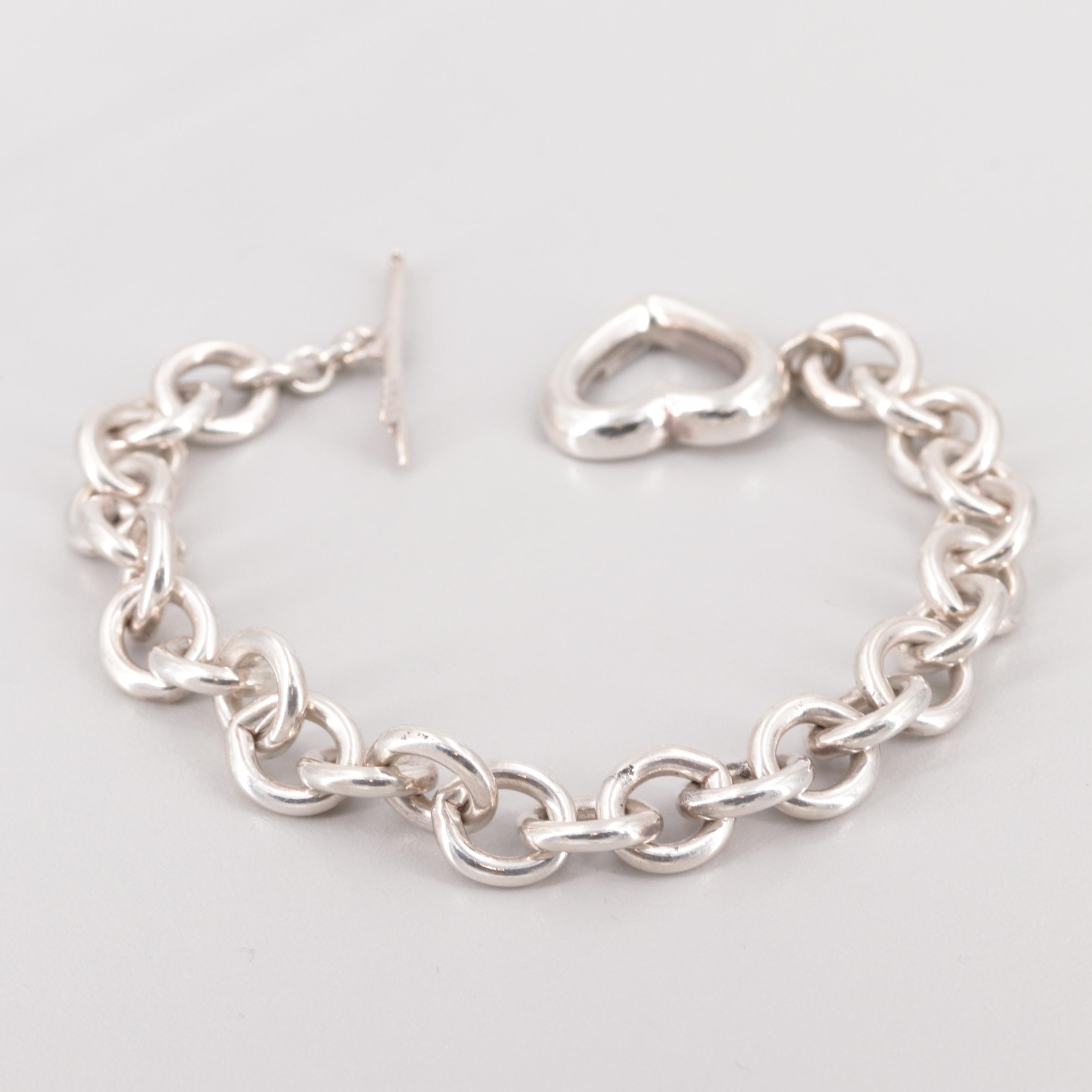 Tiffany & Co Sterling Silver Heart and Arrow Toggle Bracelet