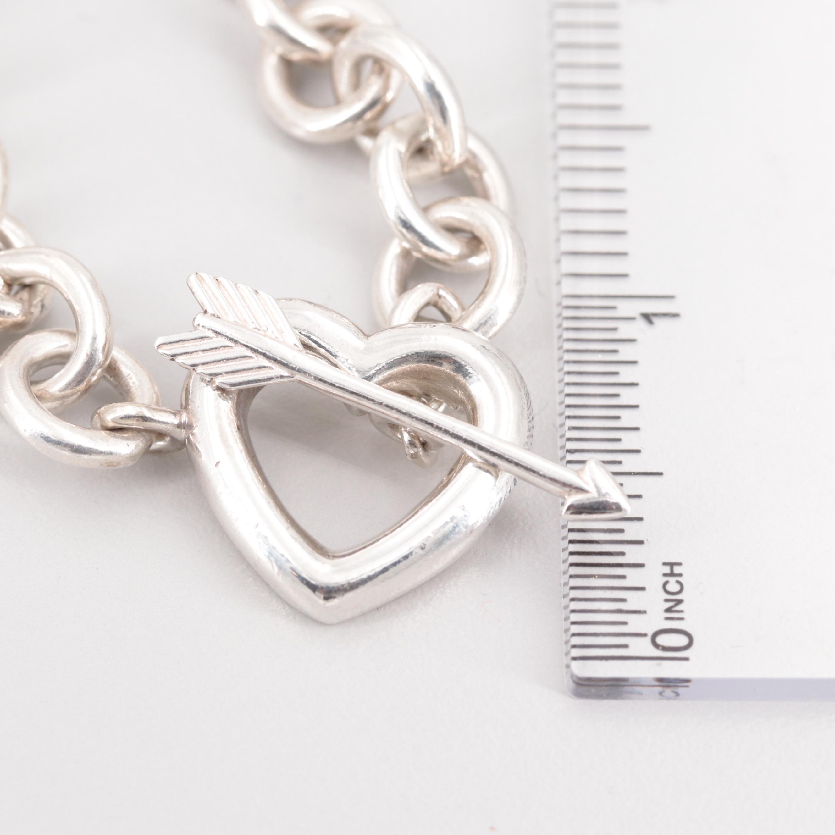 Tiffany & Co Sterling Silver Heart and Arrow Toggle Bracelet