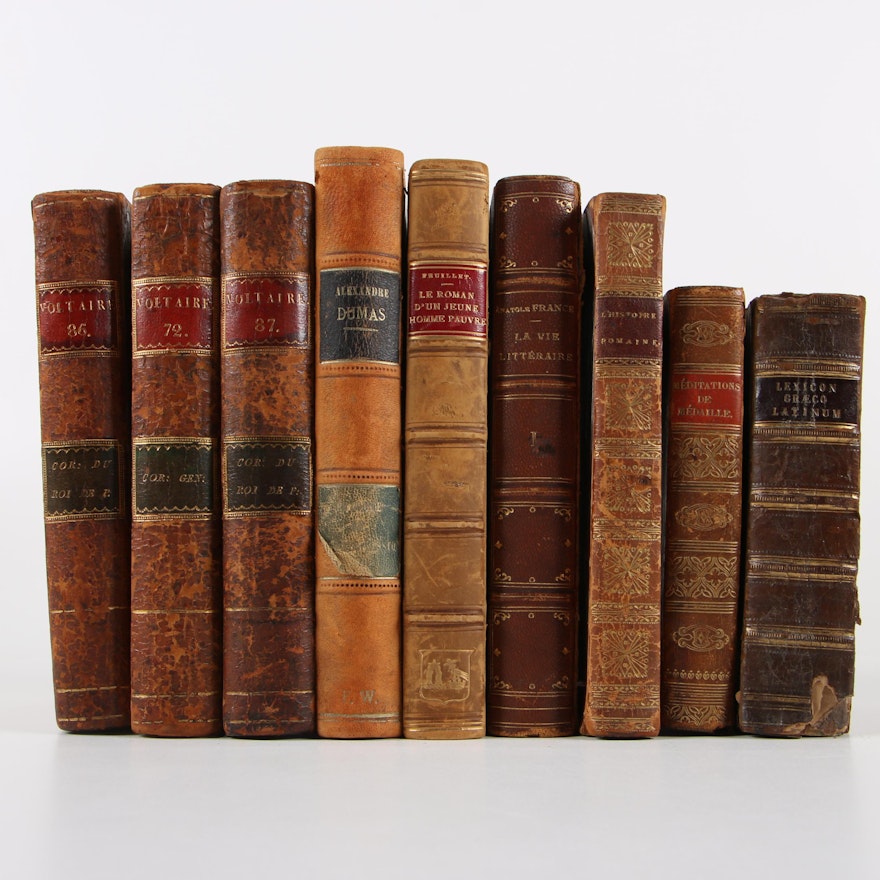 Antiquarian French-Language Books featuring Voltaire and Dumas