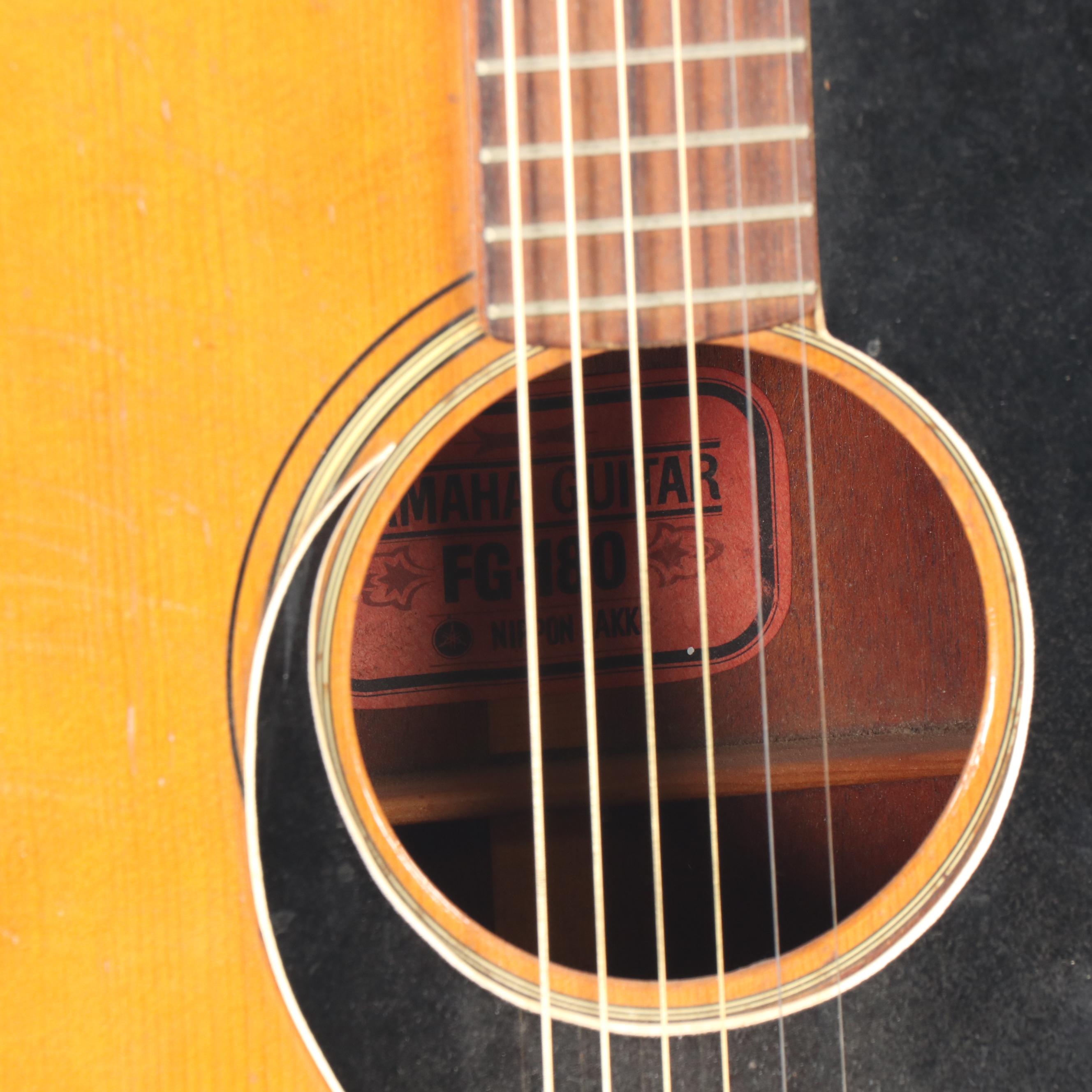 Yamaha FG-180 Red Label Acoustic Guitar with Bat Wing Pickguard 1960s/1970s