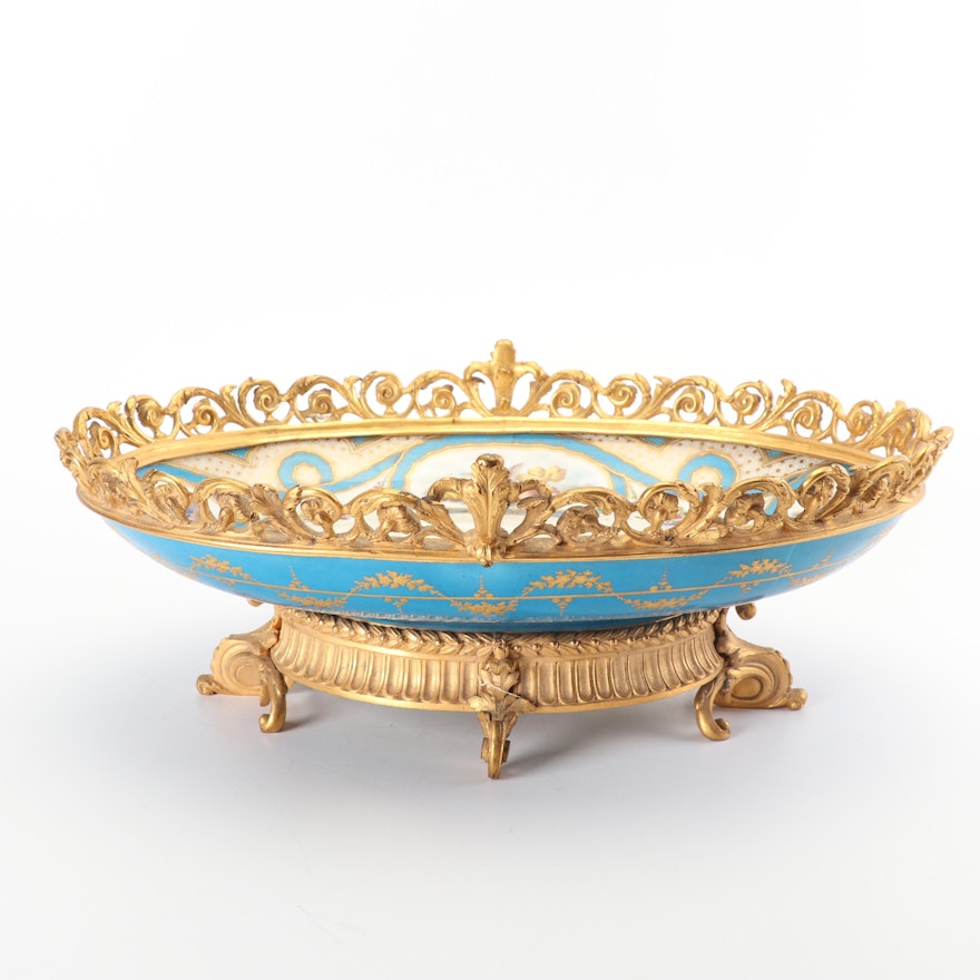 Sèvres Style Hand-Painted Porcelain Cherub Centerpiece Bowl