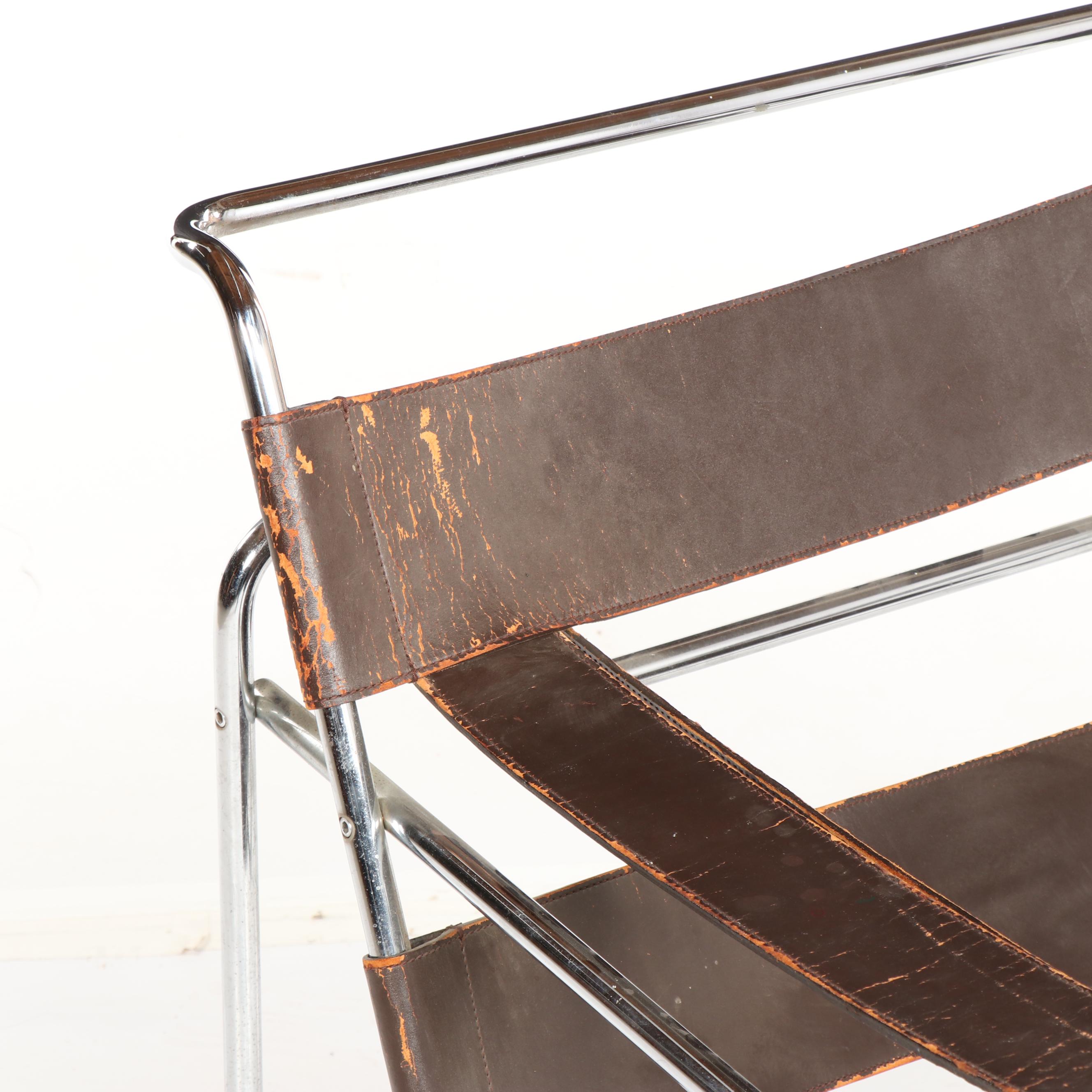Marcel Breuer "Wassily" Metal and Leather Chair for Stendig, Mid-20th Century