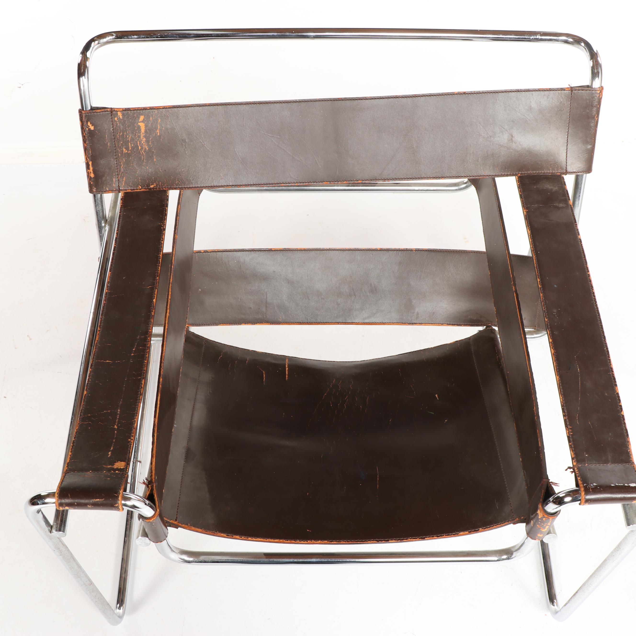 Marcel Breuer "Wassily" Metal and Leather Chair for Stendig, Mid-20th Century