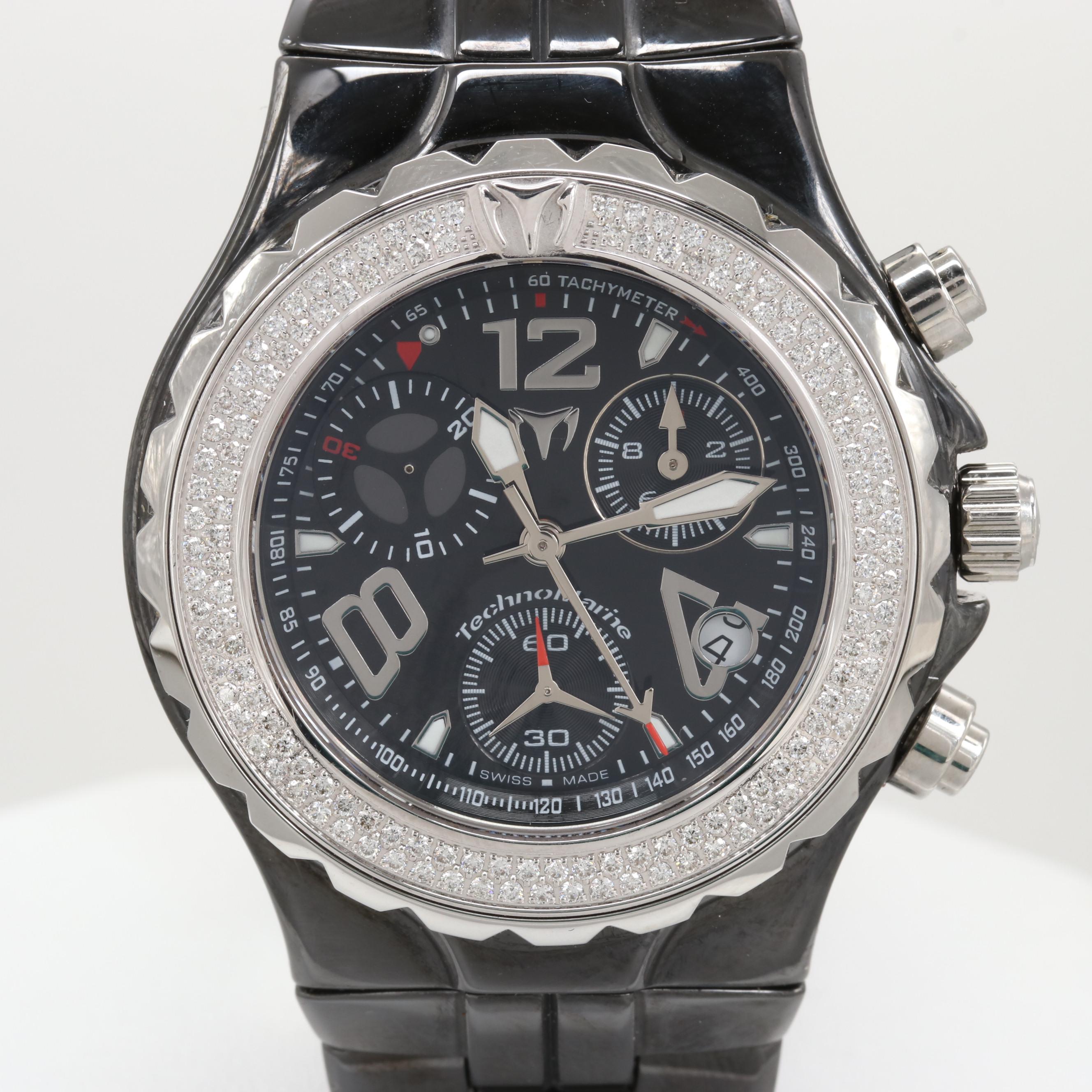 Technomarine TMY Ceramique Quartz Watch With Diamond Bezel