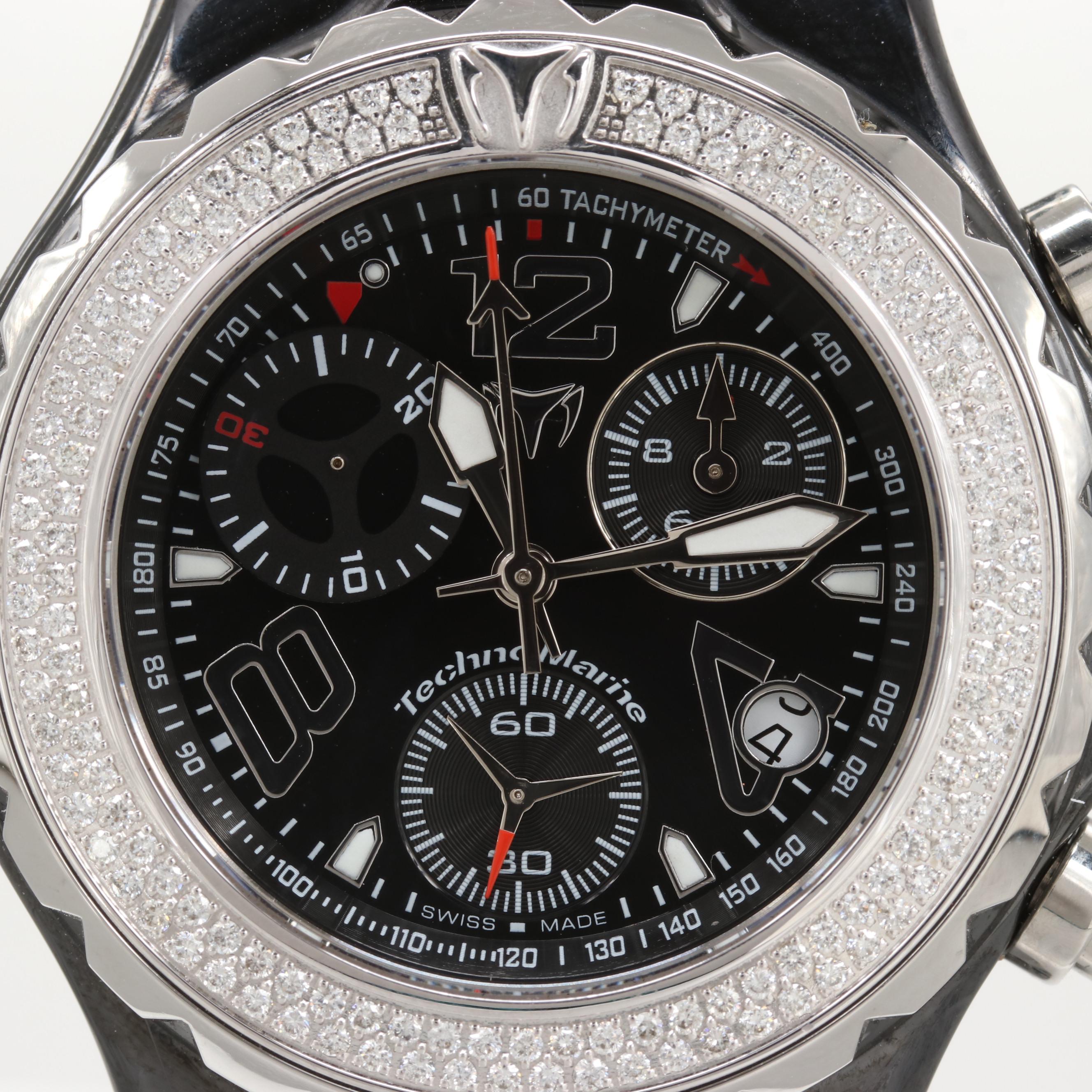 Technomarine TMY Ceramique Quartz Watch With Diamond Bezel