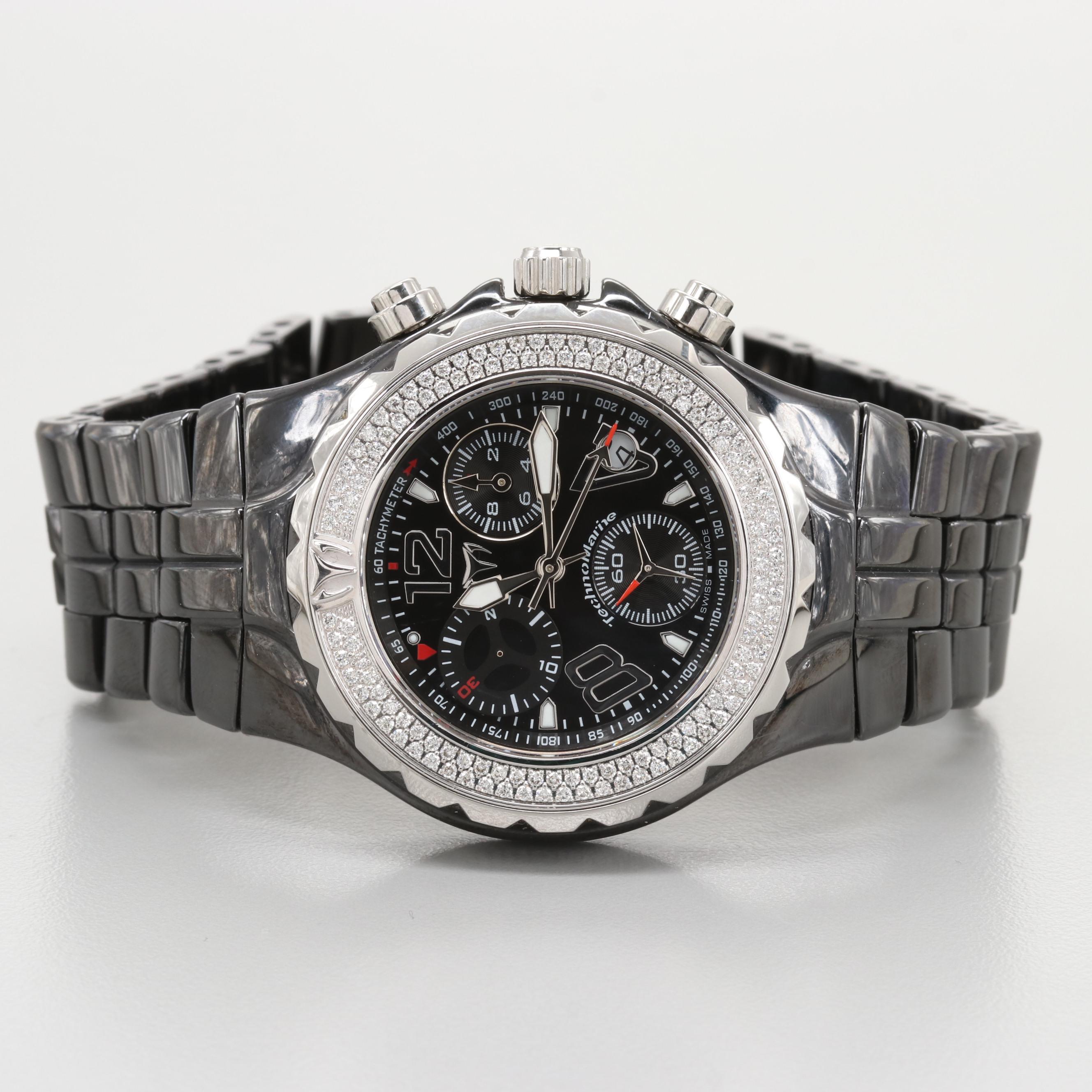 Technomarine TMY Ceramique Quartz Watch With Diamond Bezel