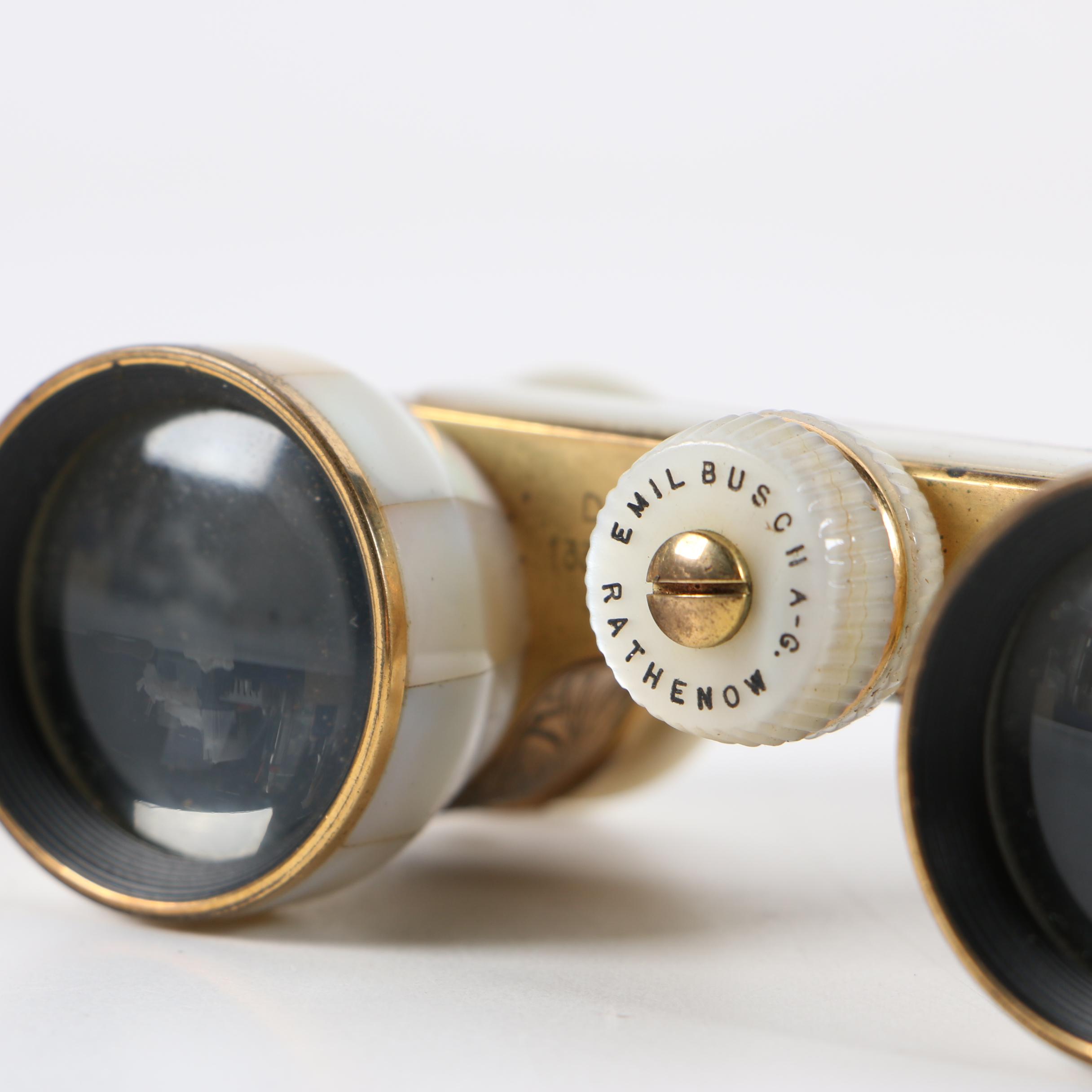 Busch Multinett Brass and Mother of Pearl Opera Glasses with Pouch