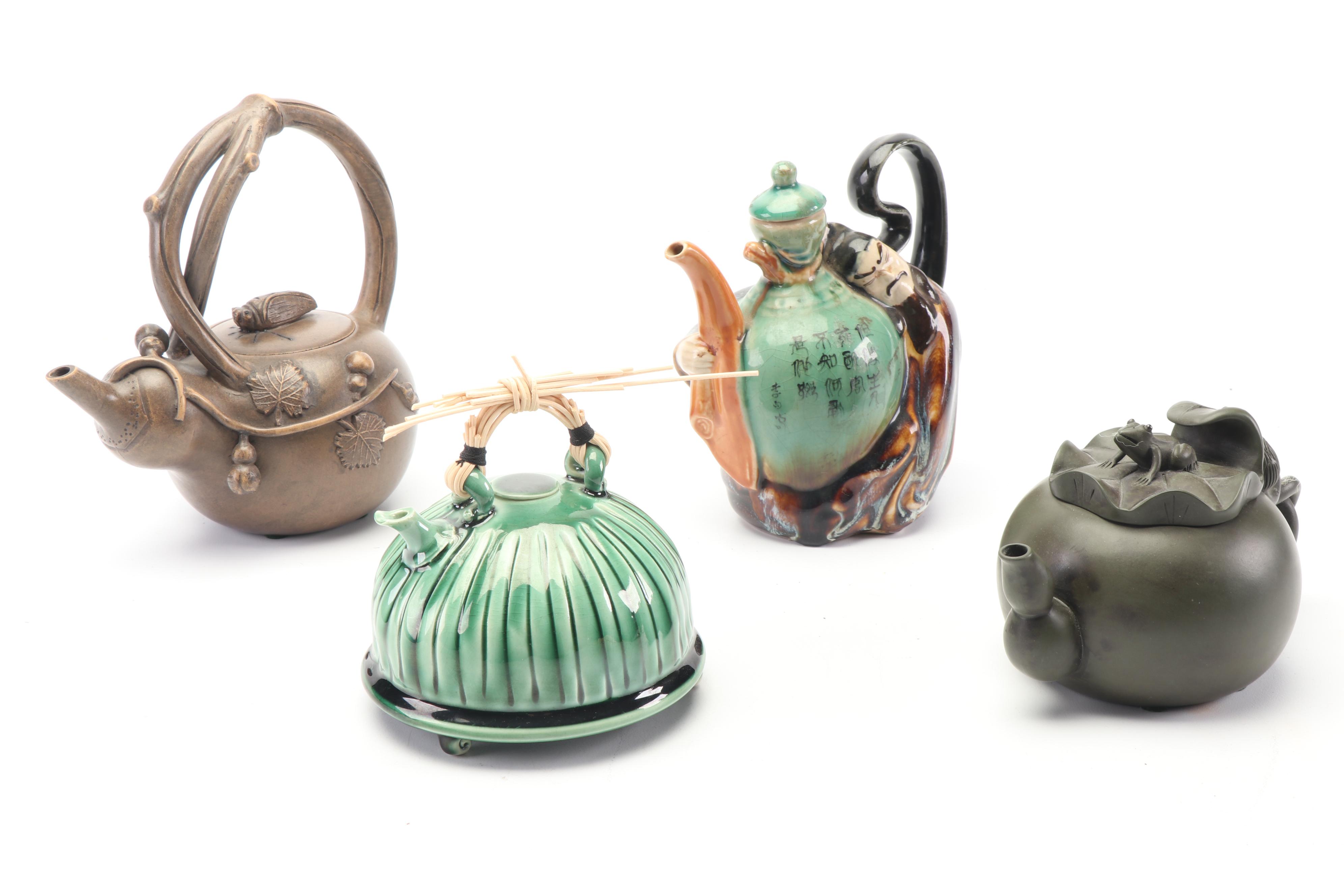Decorative Chinese Tea Pots Including Piece by Fong Choo