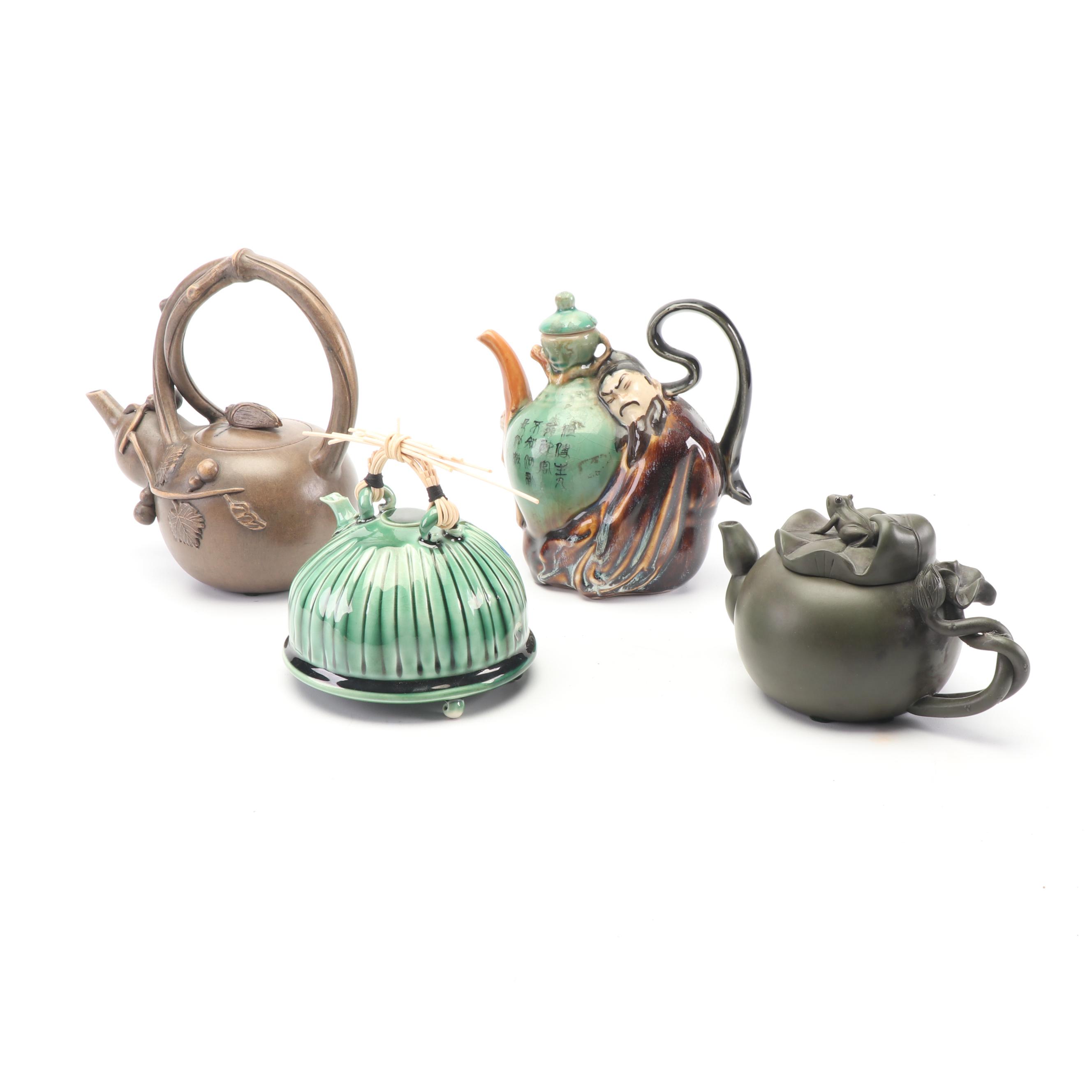 Decorative Chinese Tea Pots Including Piece by Fong Choo