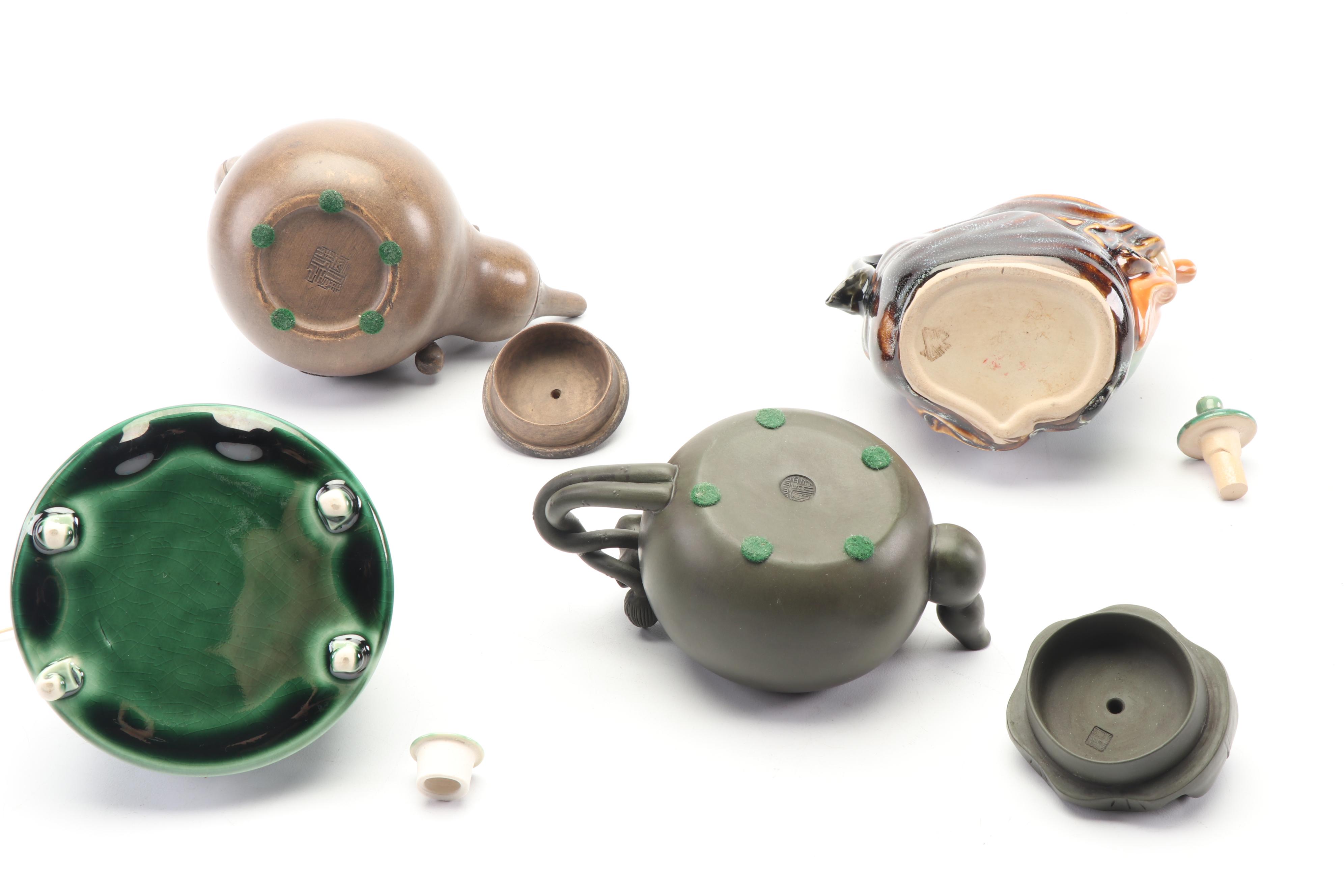 Decorative Chinese Tea Pots Including Piece by Fong Choo