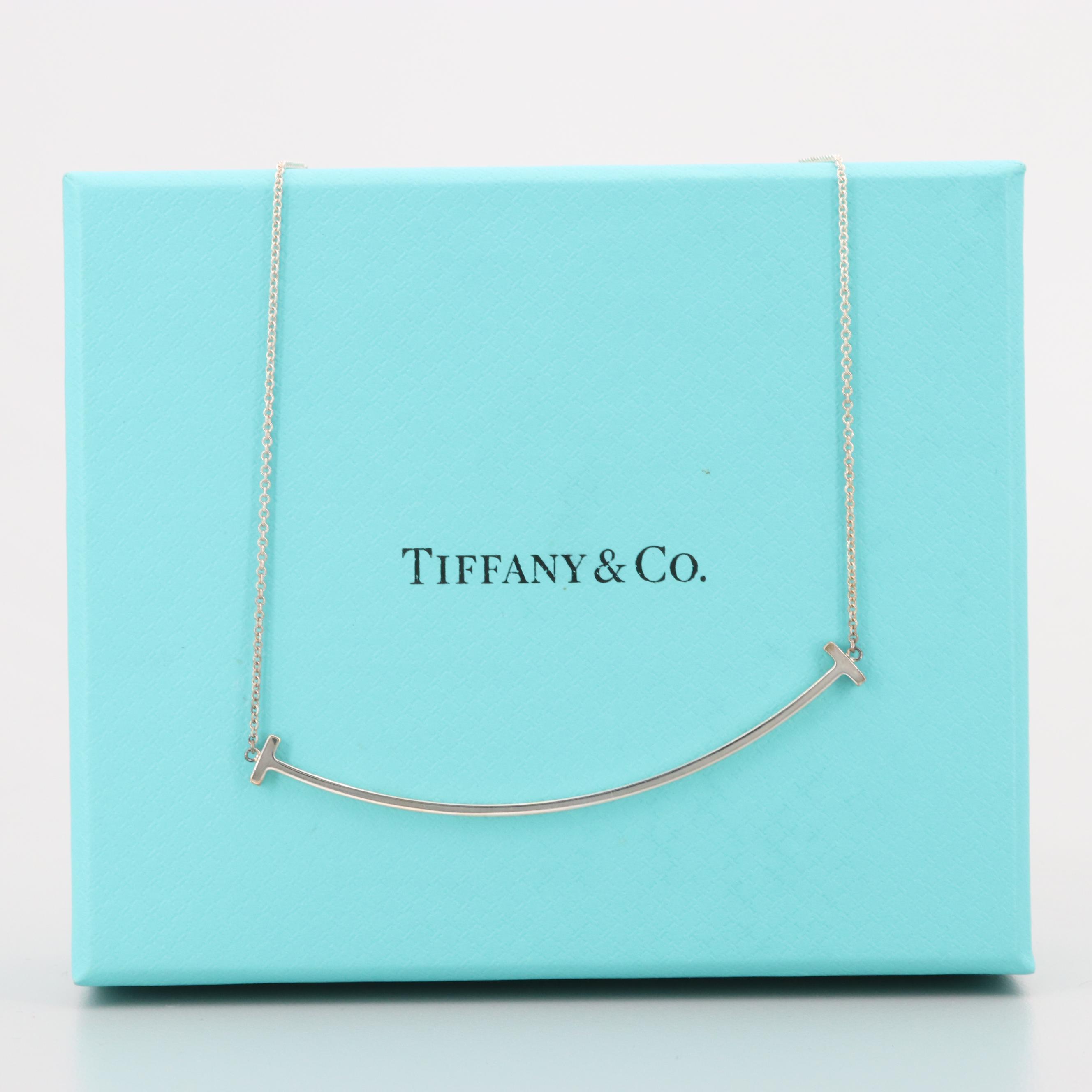 Tiffany & Co. Sterling Silver "T Smile" Pendant Necklace