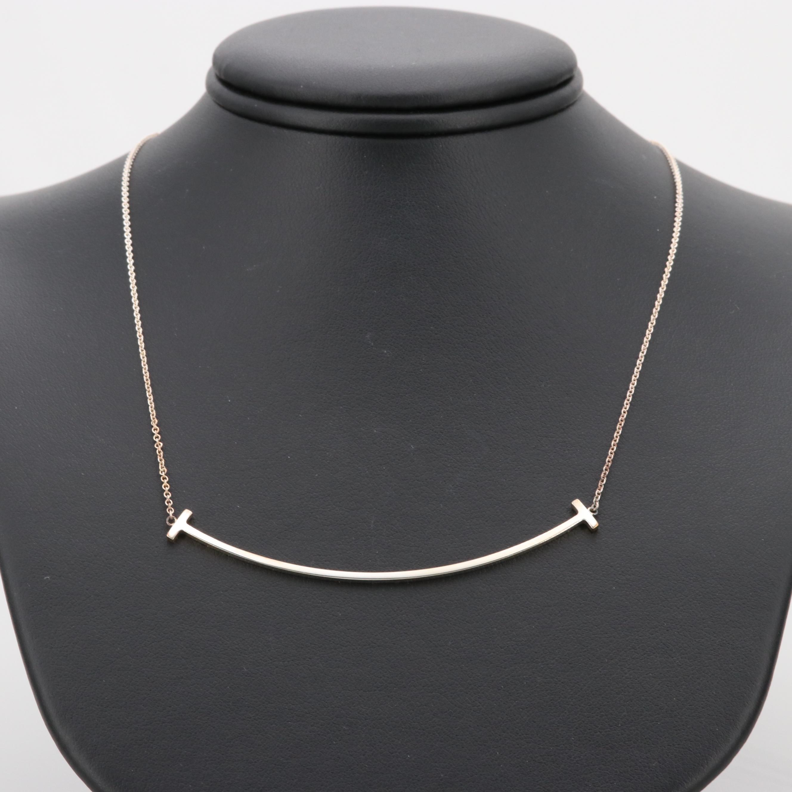 Tiffany & Co. Sterling Silver "T Smile" Pendant Necklace