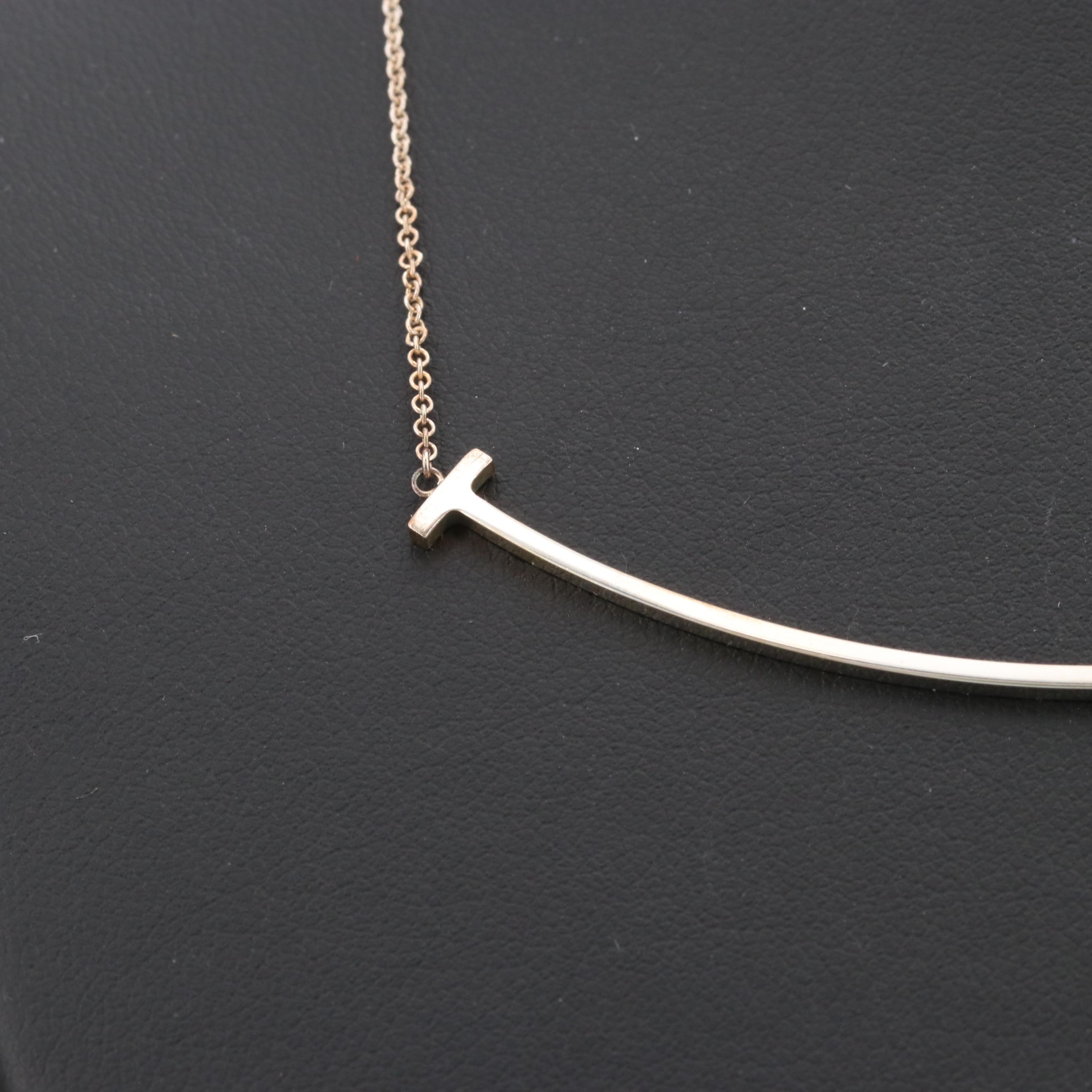 Tiffany & Co. Sterling Silver "T Smile" Pendant Necklace