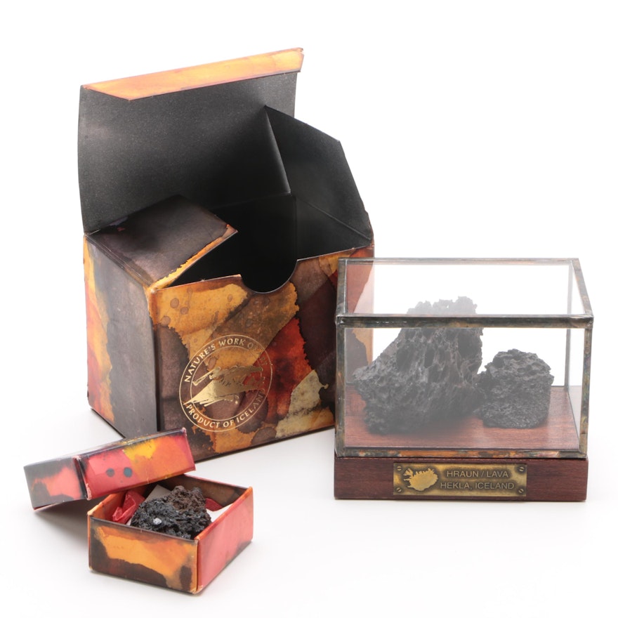 Icelandic Lava Specimens with Display Box