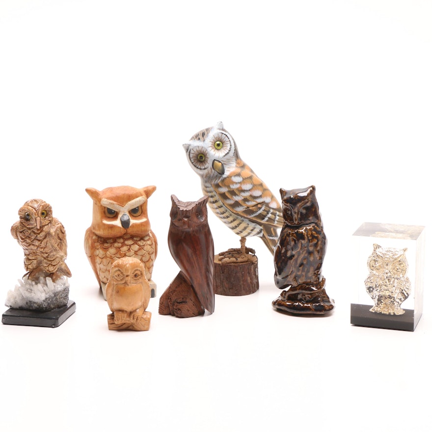 Carved Owl Figurines