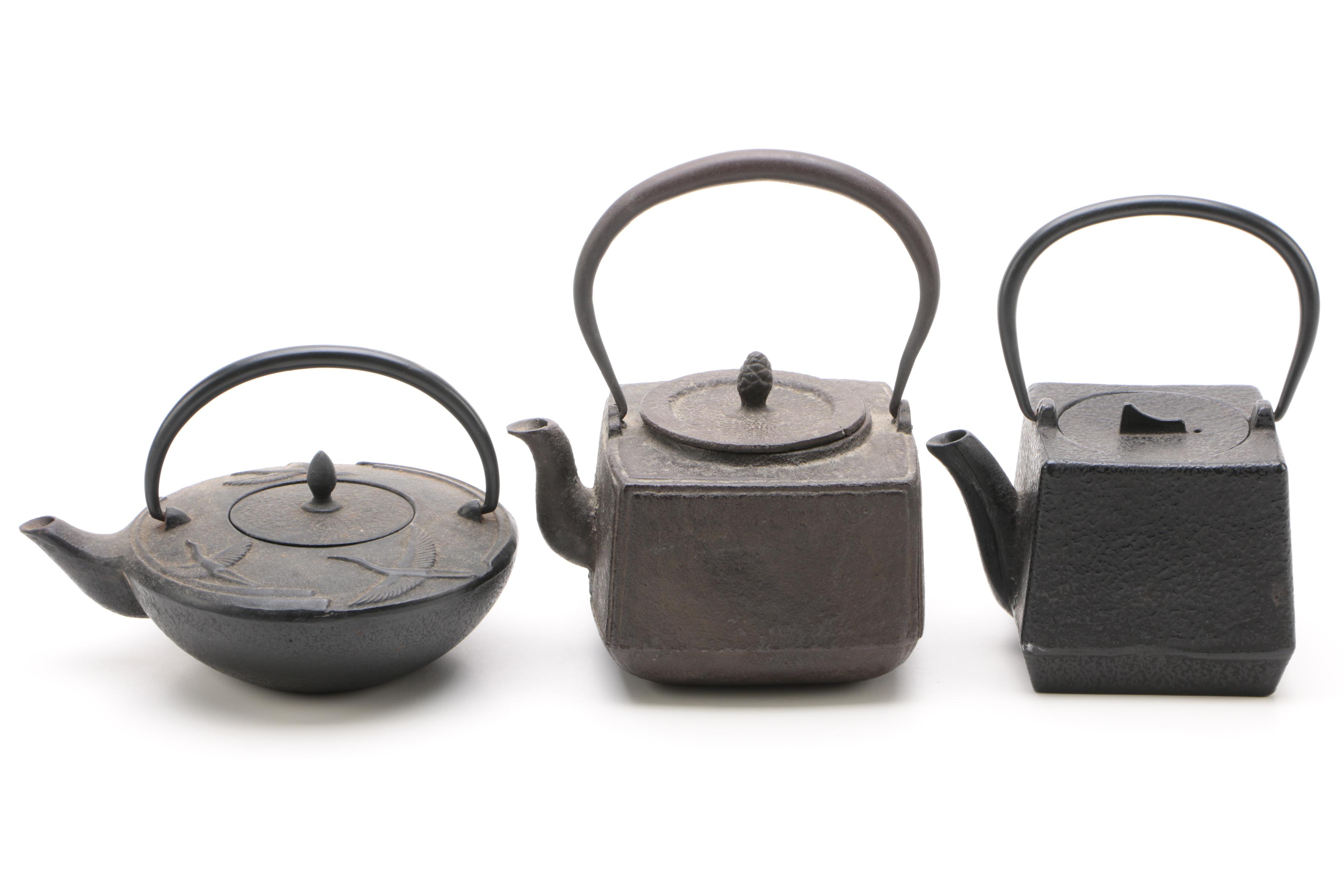 Japanese Cast Iron and Enameled Tea Kettles