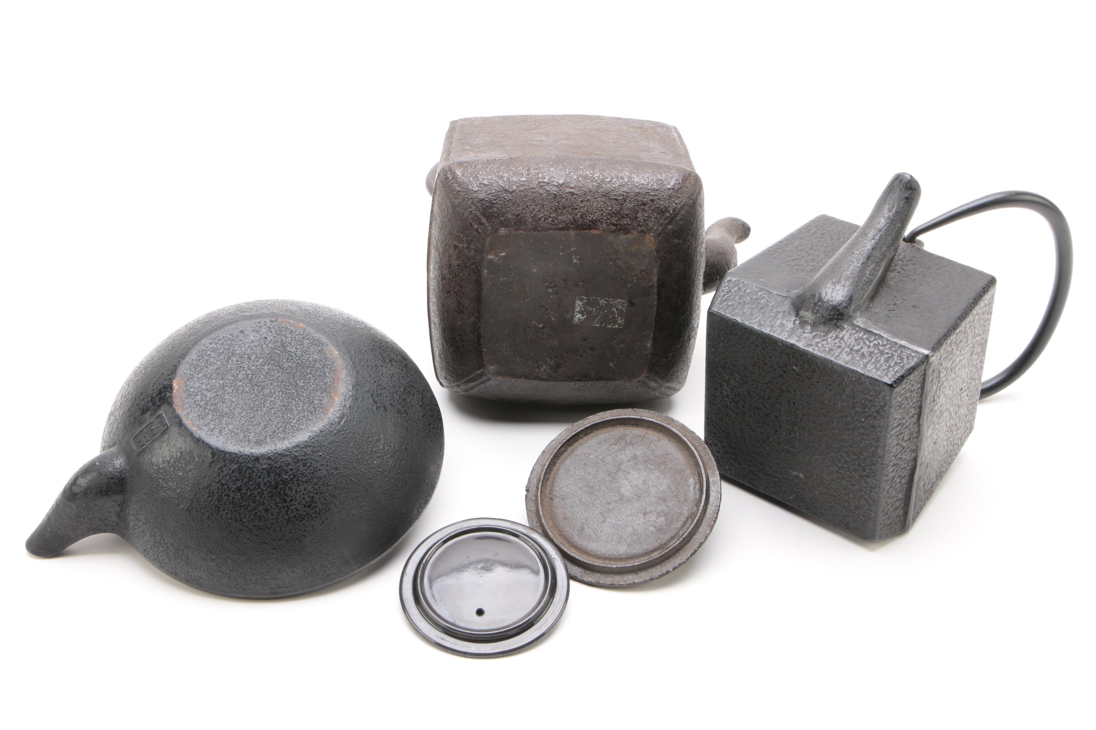 Japanese Cast Iron and Enameled Tea Kettles