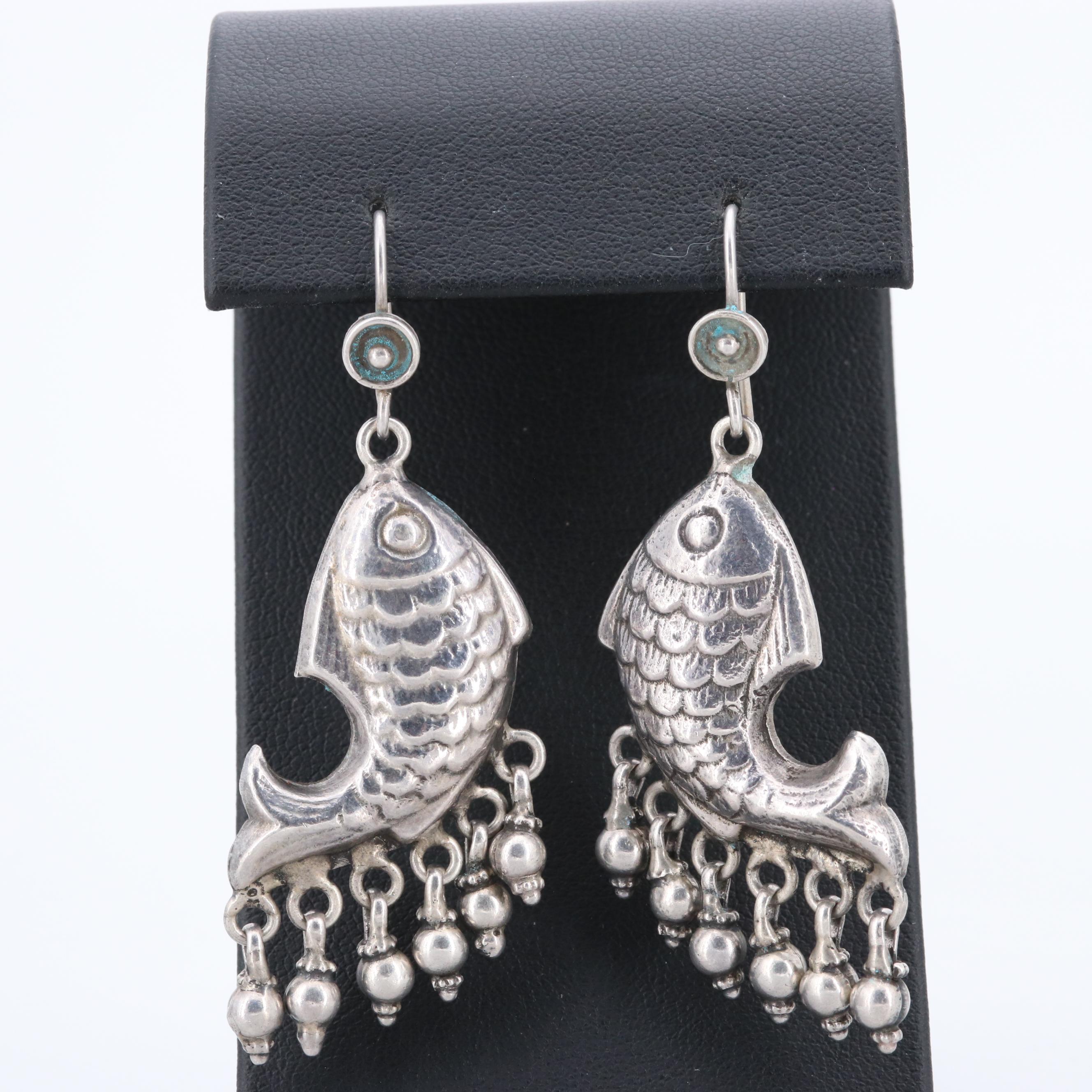 Sterling Silver Fish Themed Bracelet with Earrings