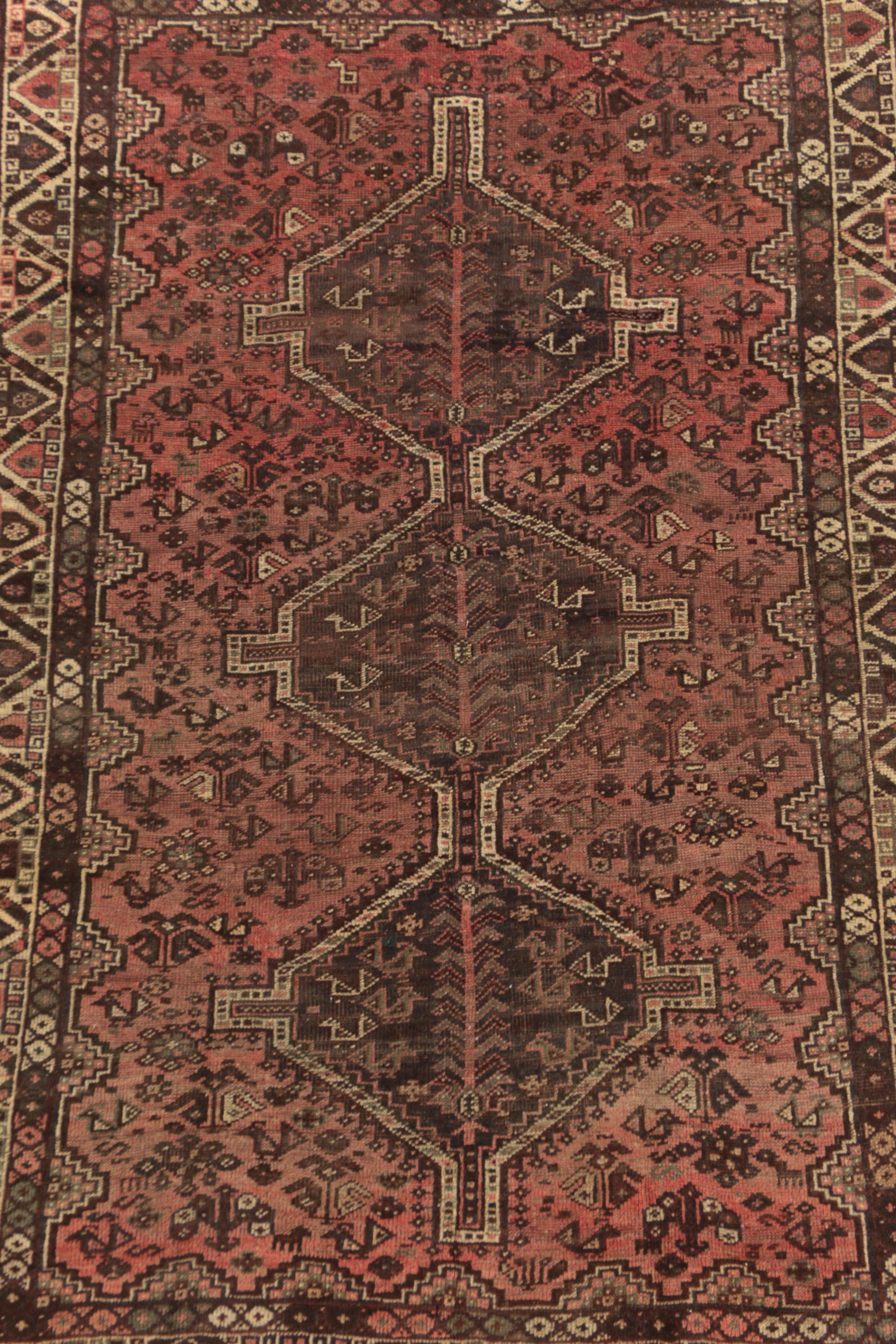 Hand-Knotted Persian Shiraz Pictorial Wool Rug