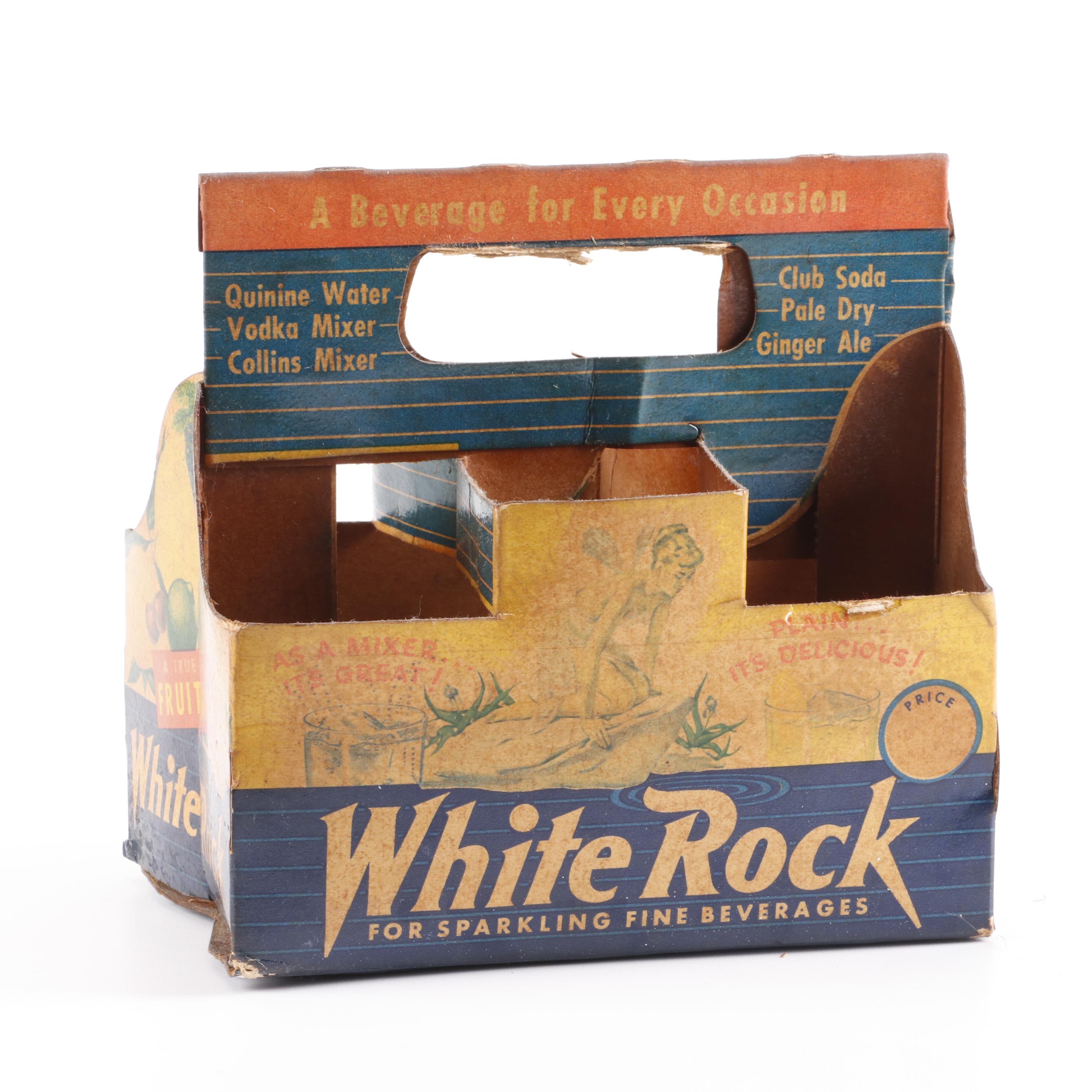 Vintage White Rock Soda Bottles in Carrier