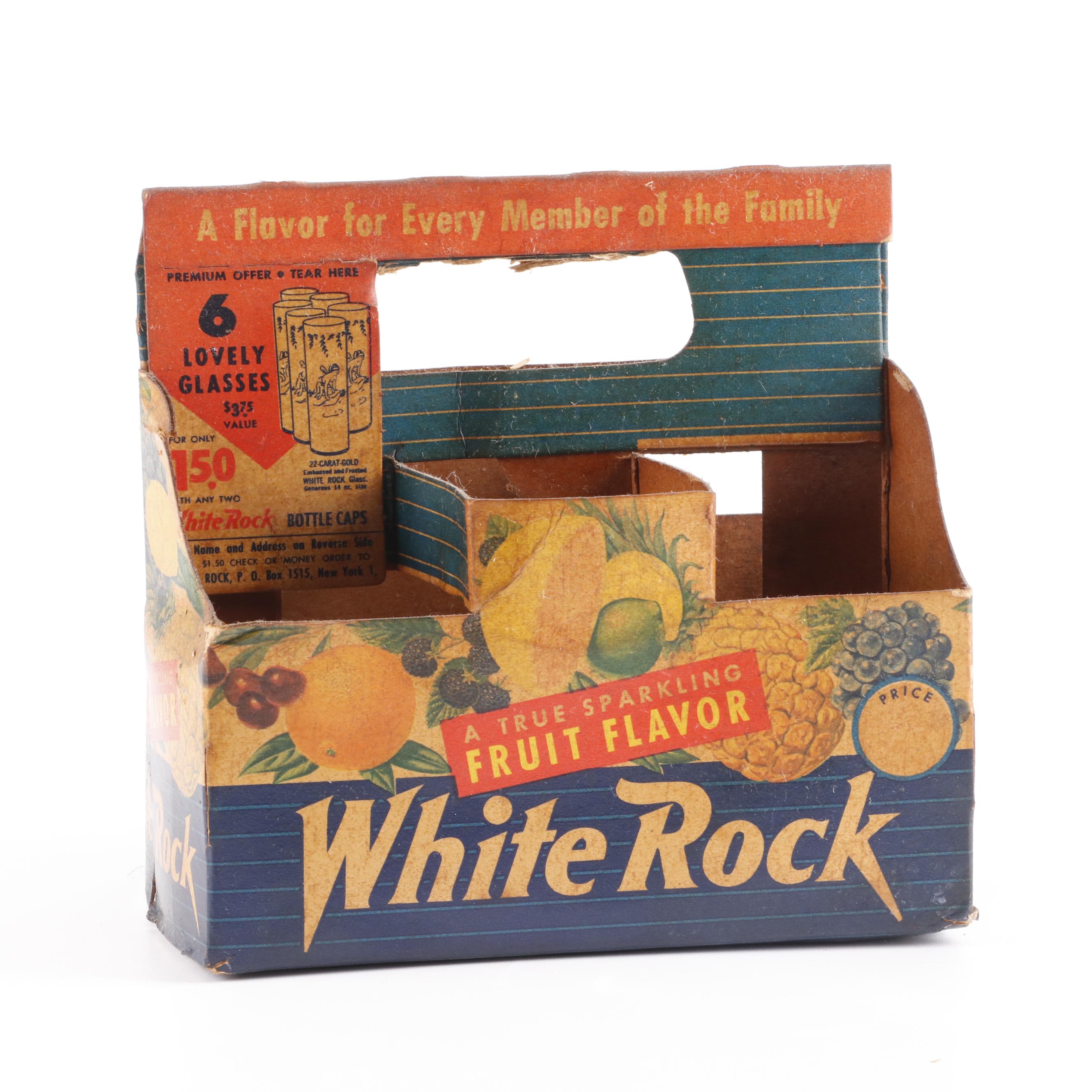 Vintage White Rock Soda Bottles in Carrier