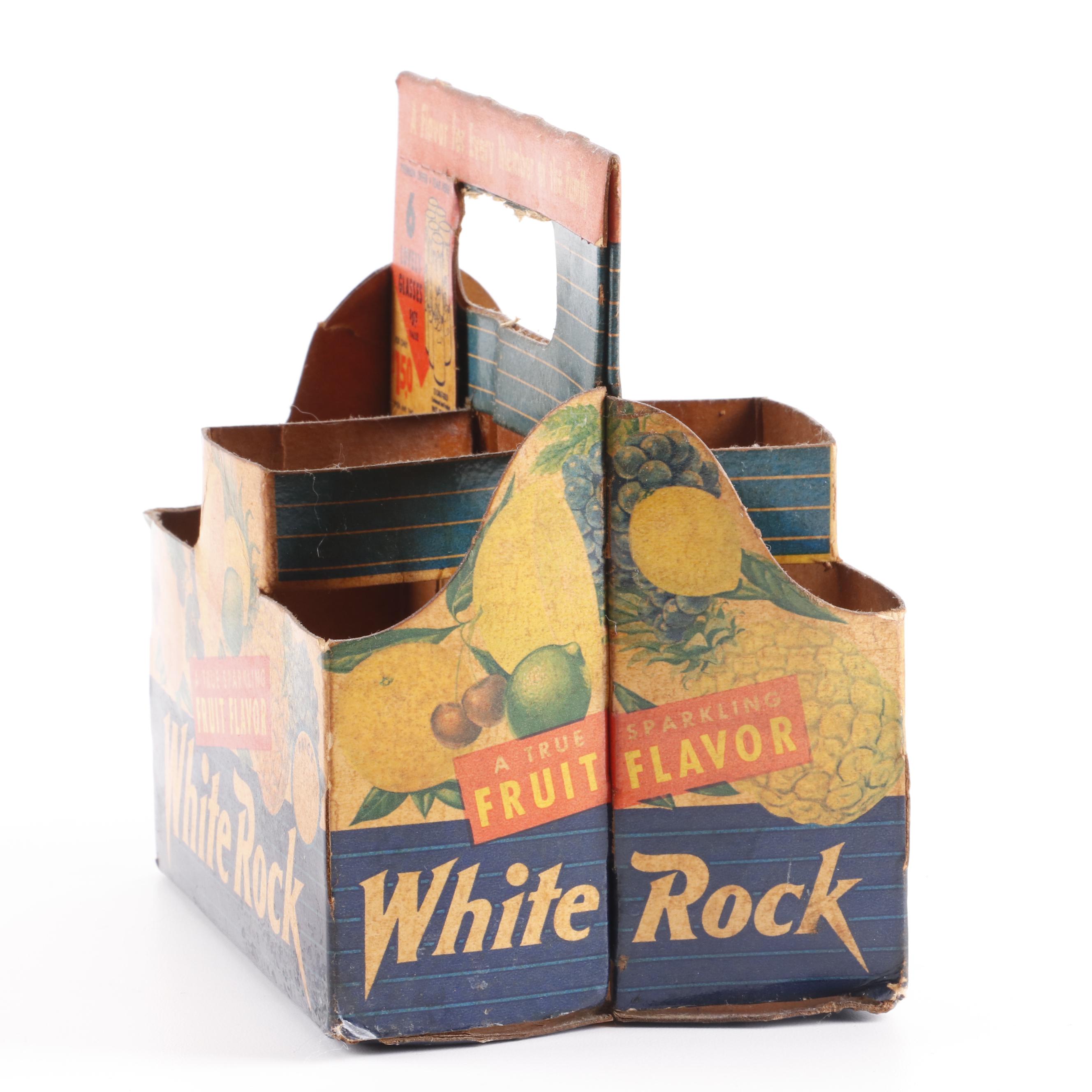 Vintage White Rock Soda Bottles in Carrier