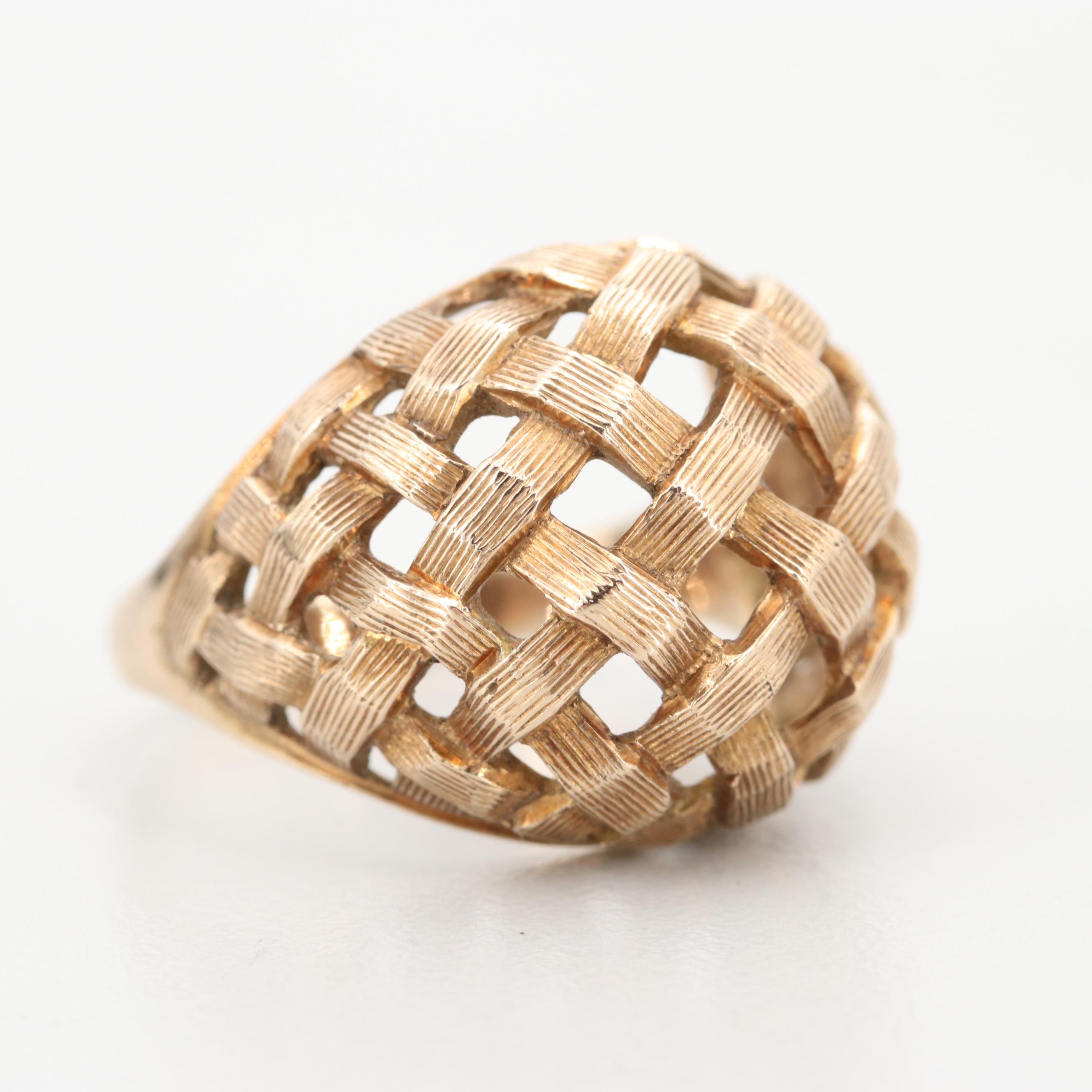 14K Yellow Gold Basket Weave Ring