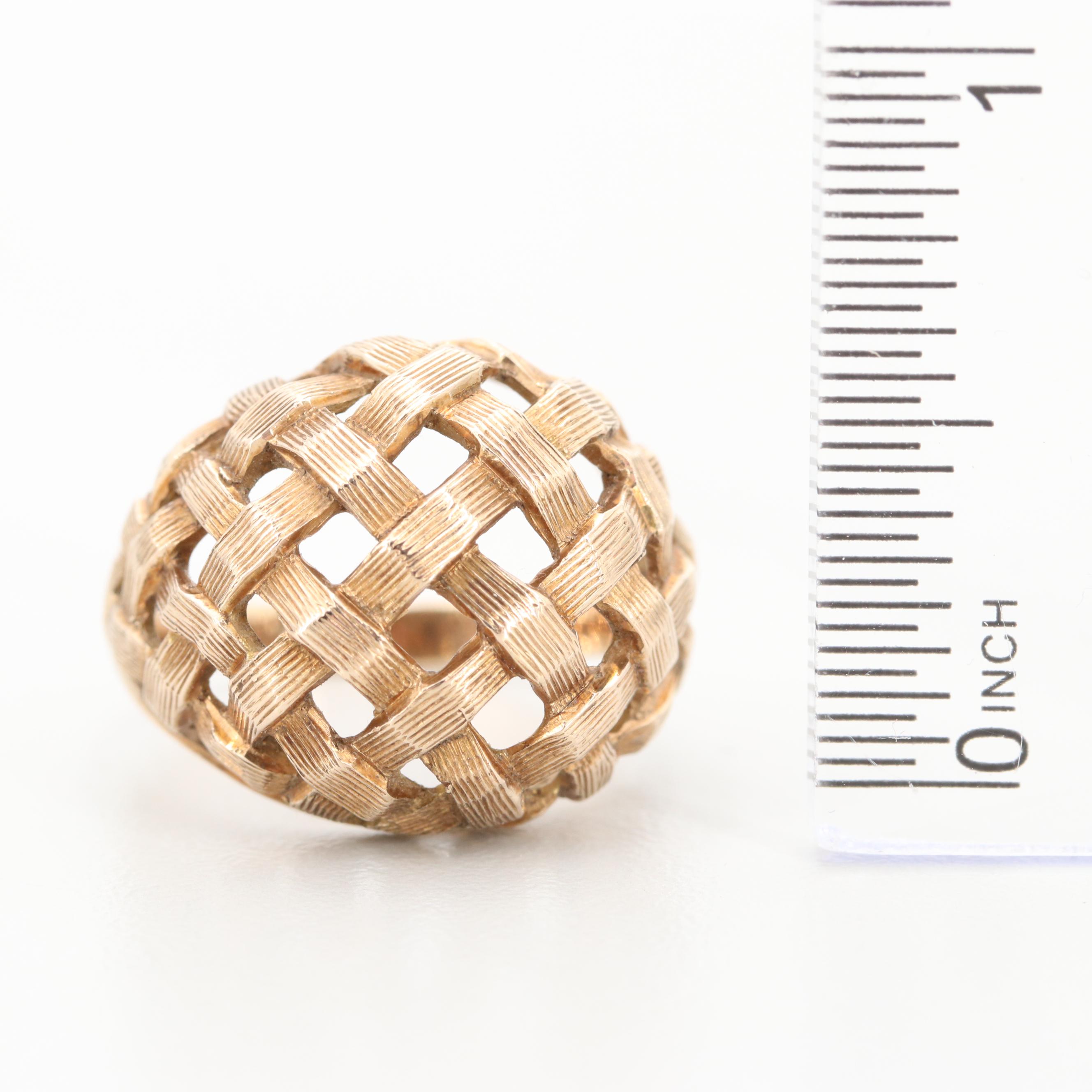 14K Yellow Gold Basket Weave Ring