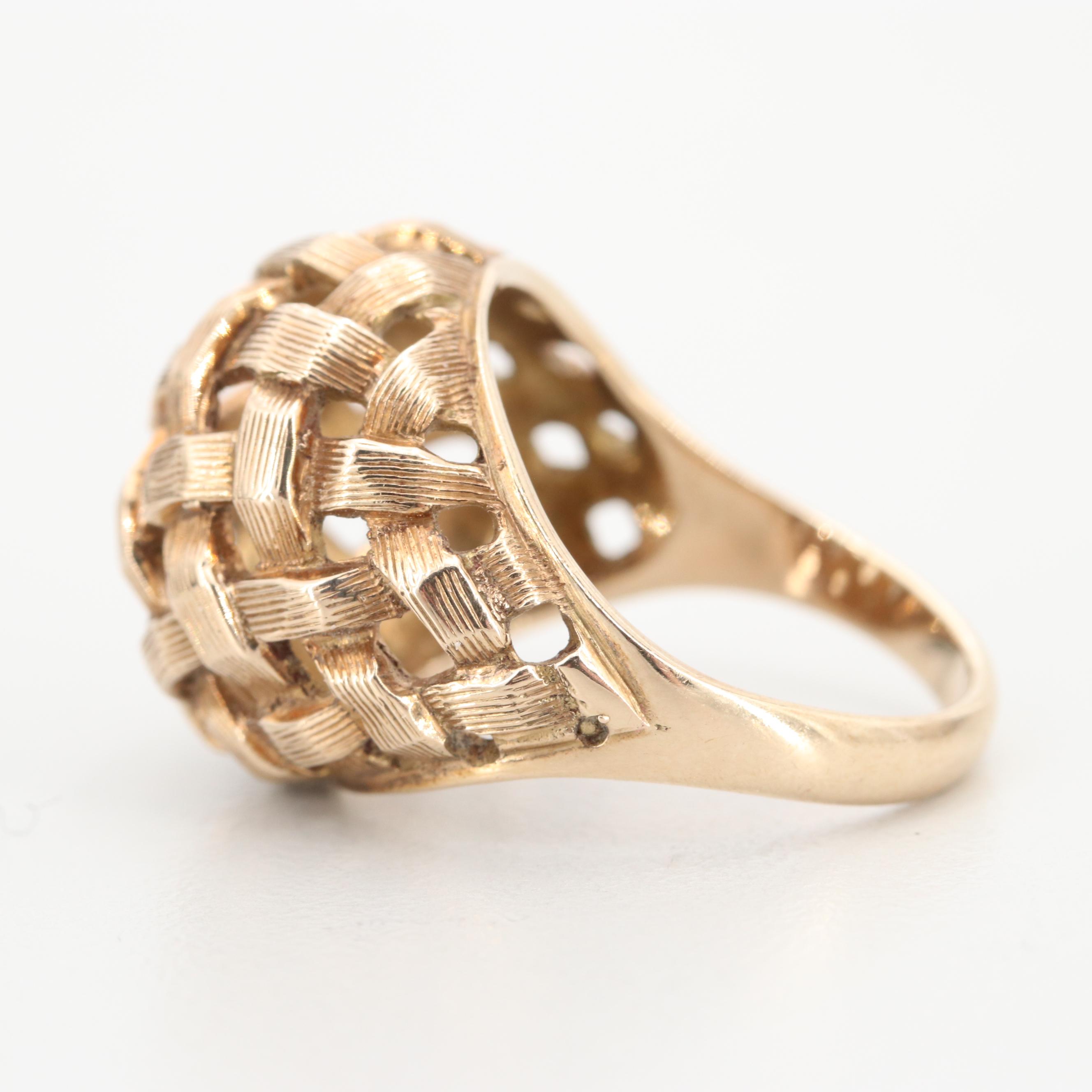 14K Yellow Gold Basket Weave Ring