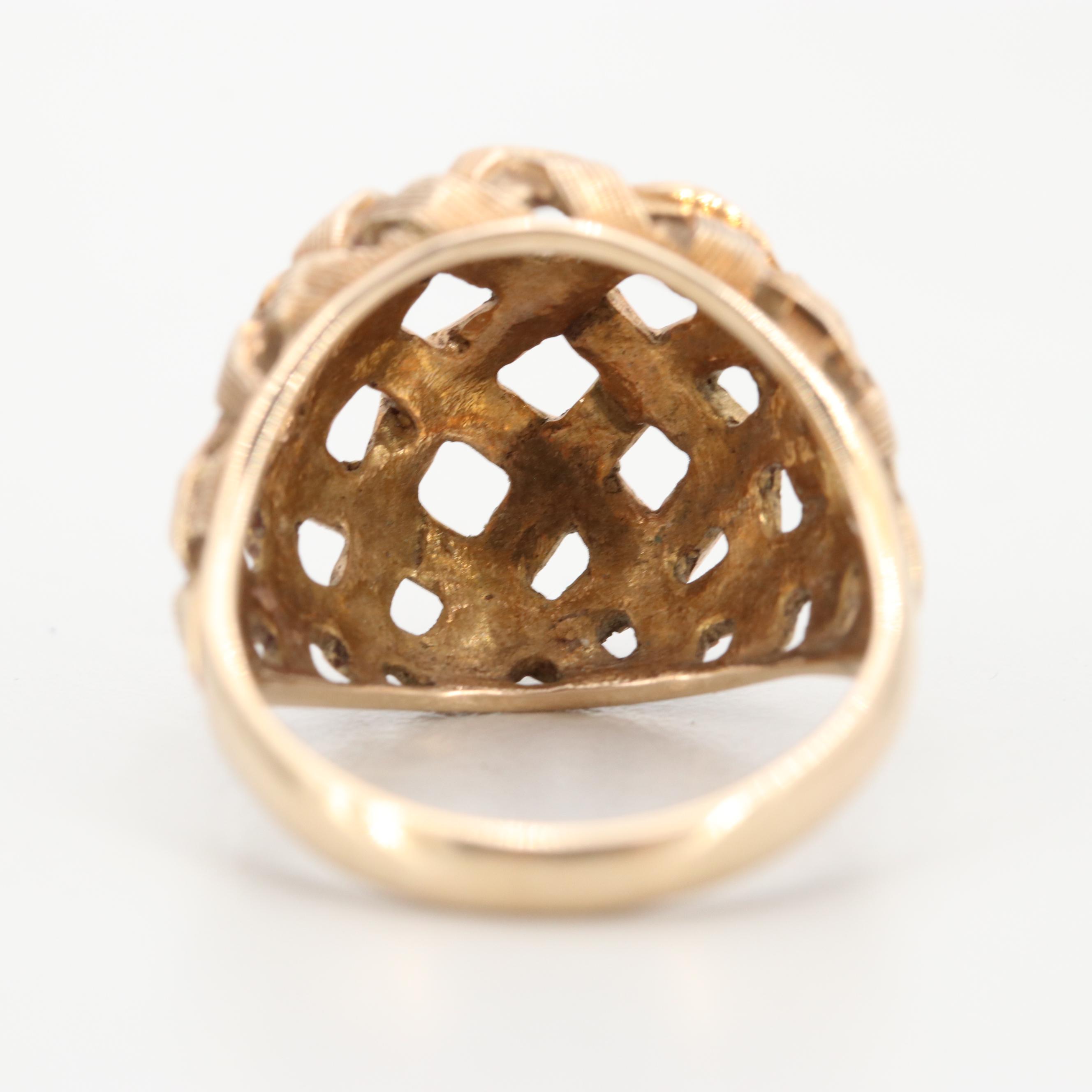 14K Yellow Gold Basket Weave Ring