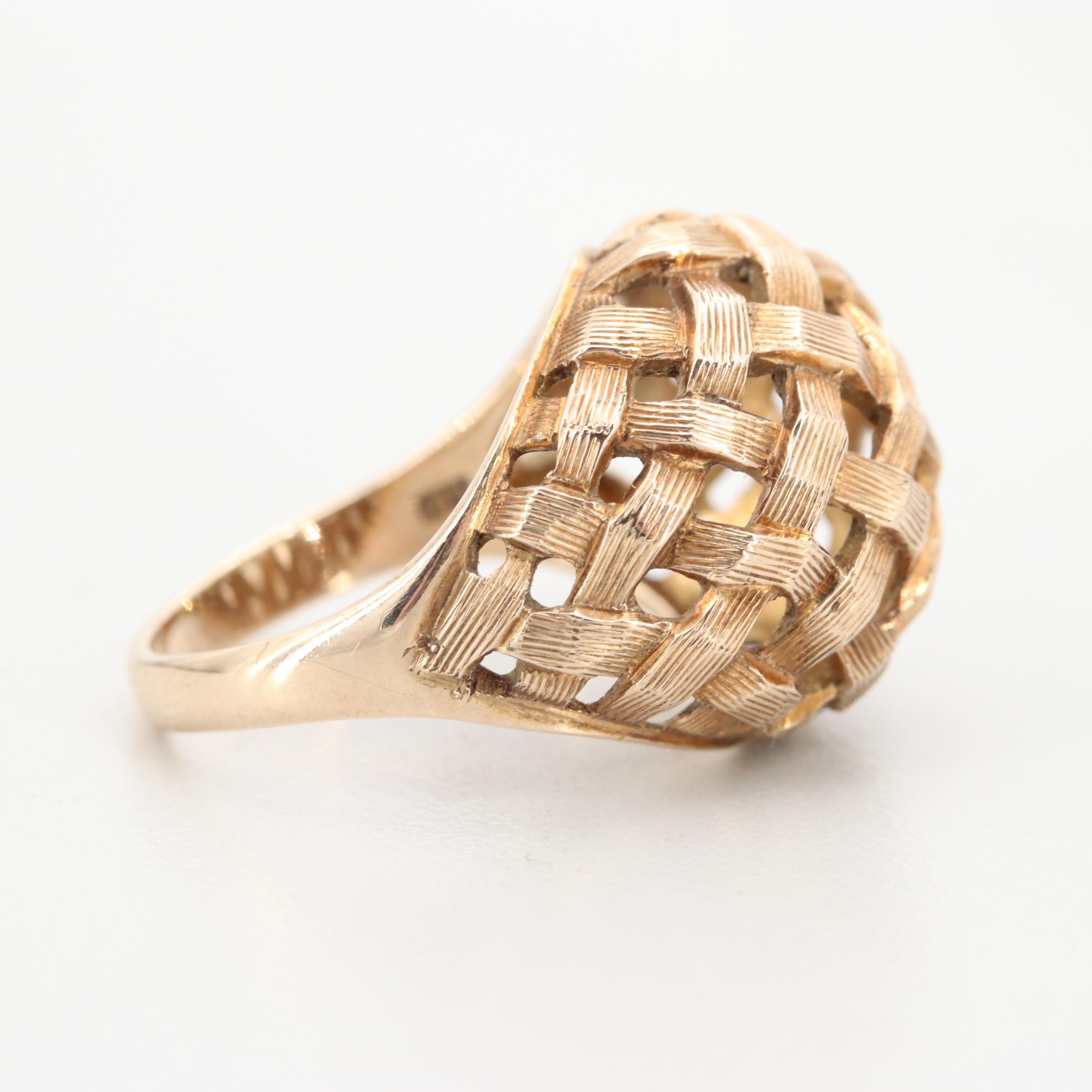 14K Yellow Gold Basket Weave Ring