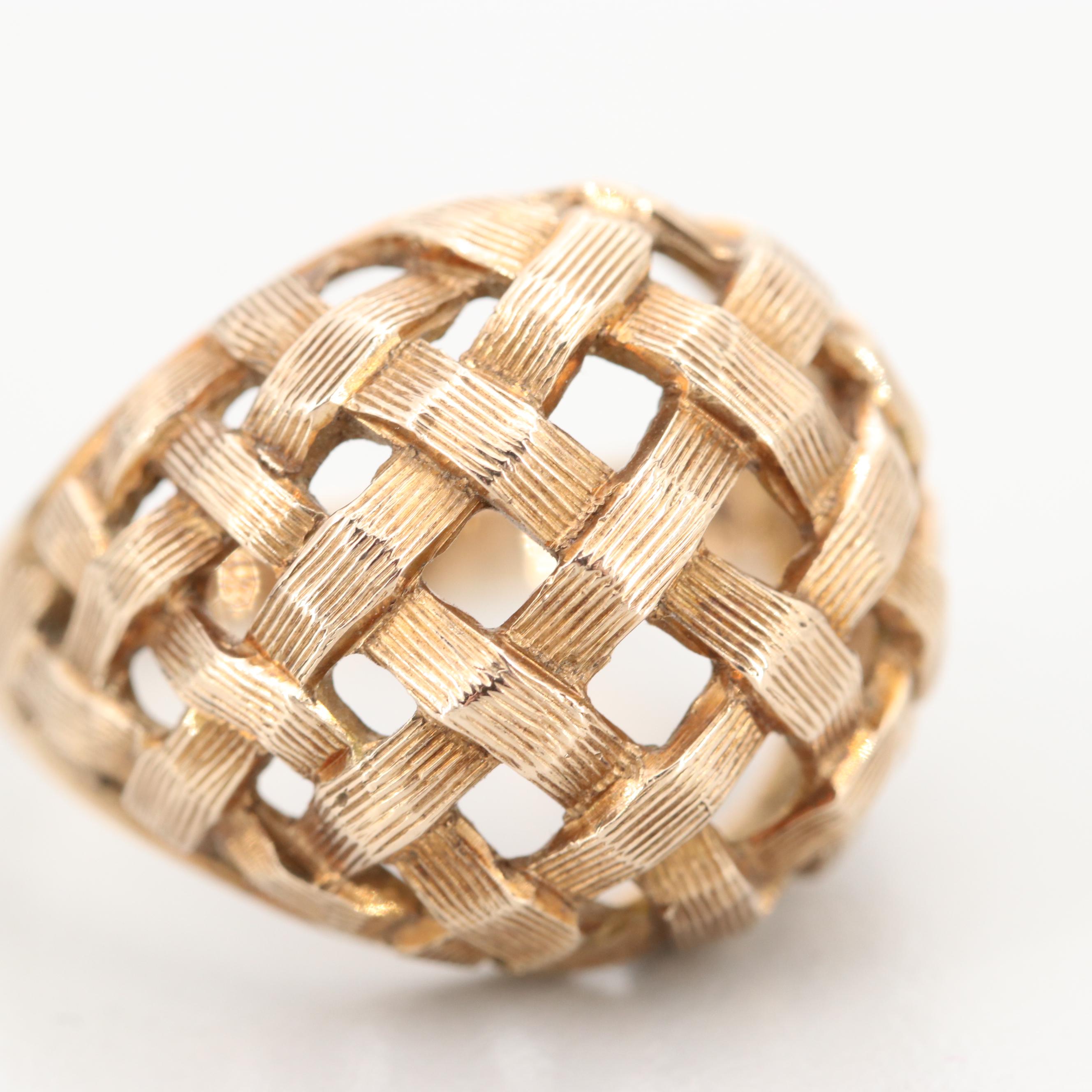 14K Yellow Gold Basket Weave Ring