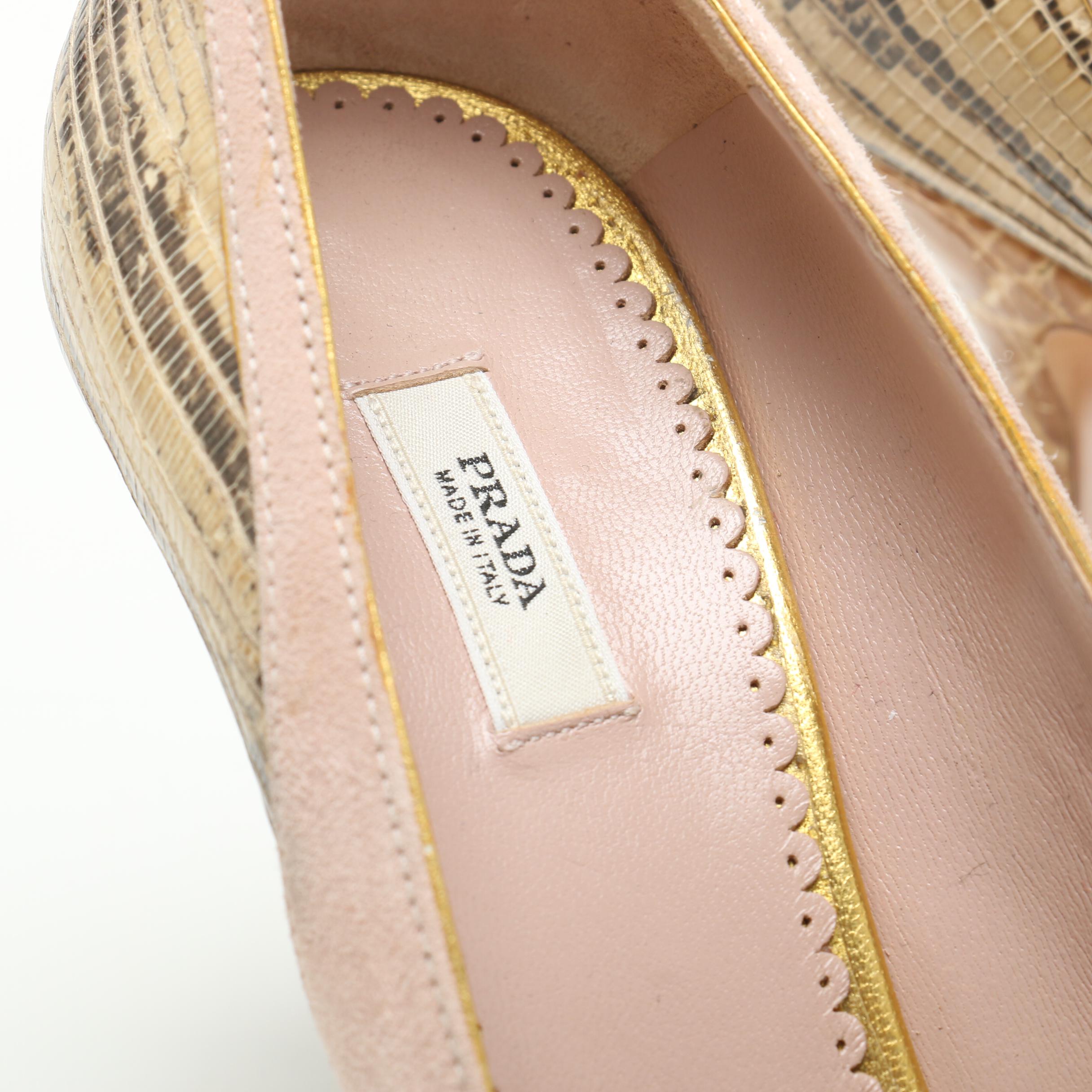 Prada Suede and Lizard Skin Heels and Escada Twill and Lizard Embossed Pumps
