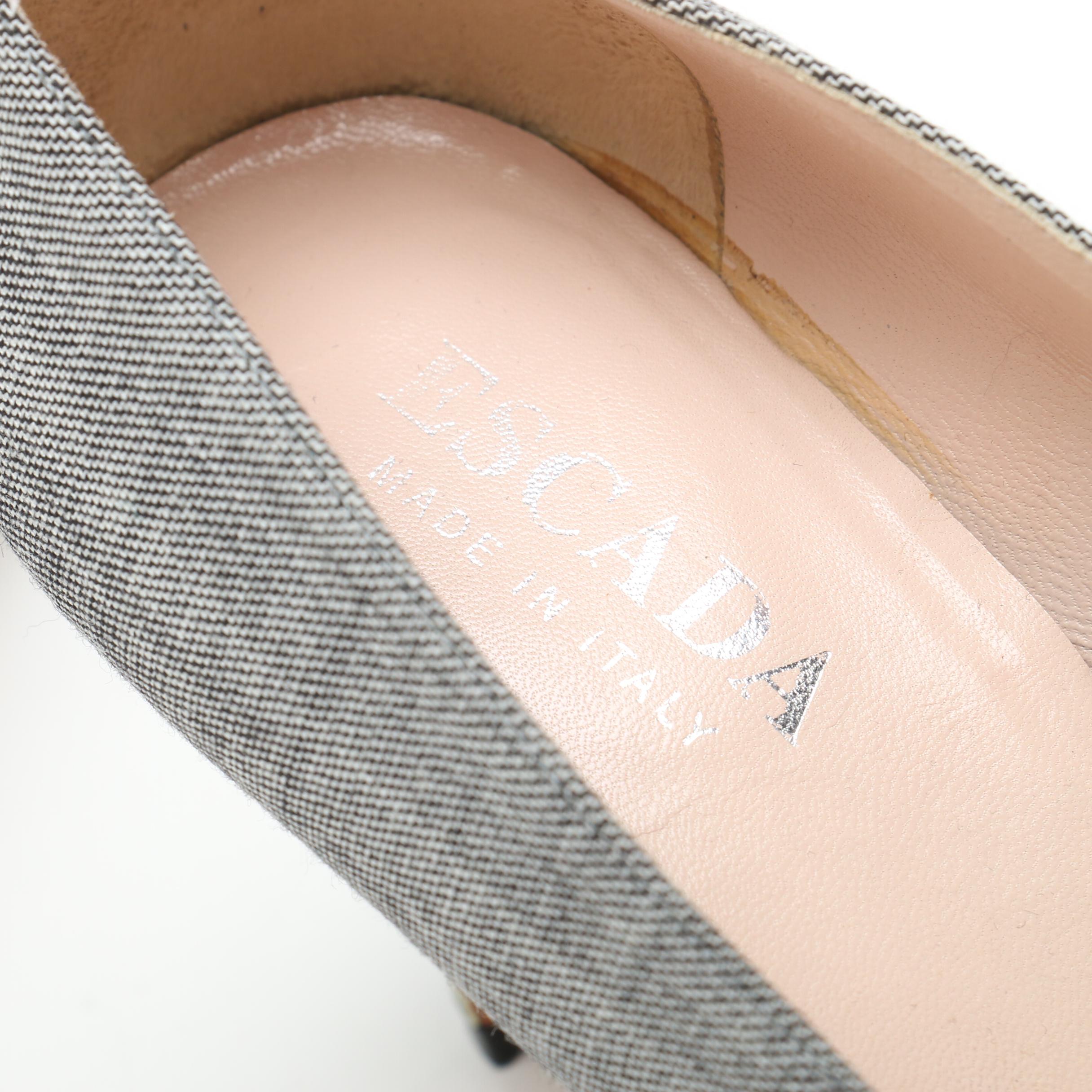 Prada Suede and Lizard Skin Heels and Escada Twill and Lizard Embossed Pumps