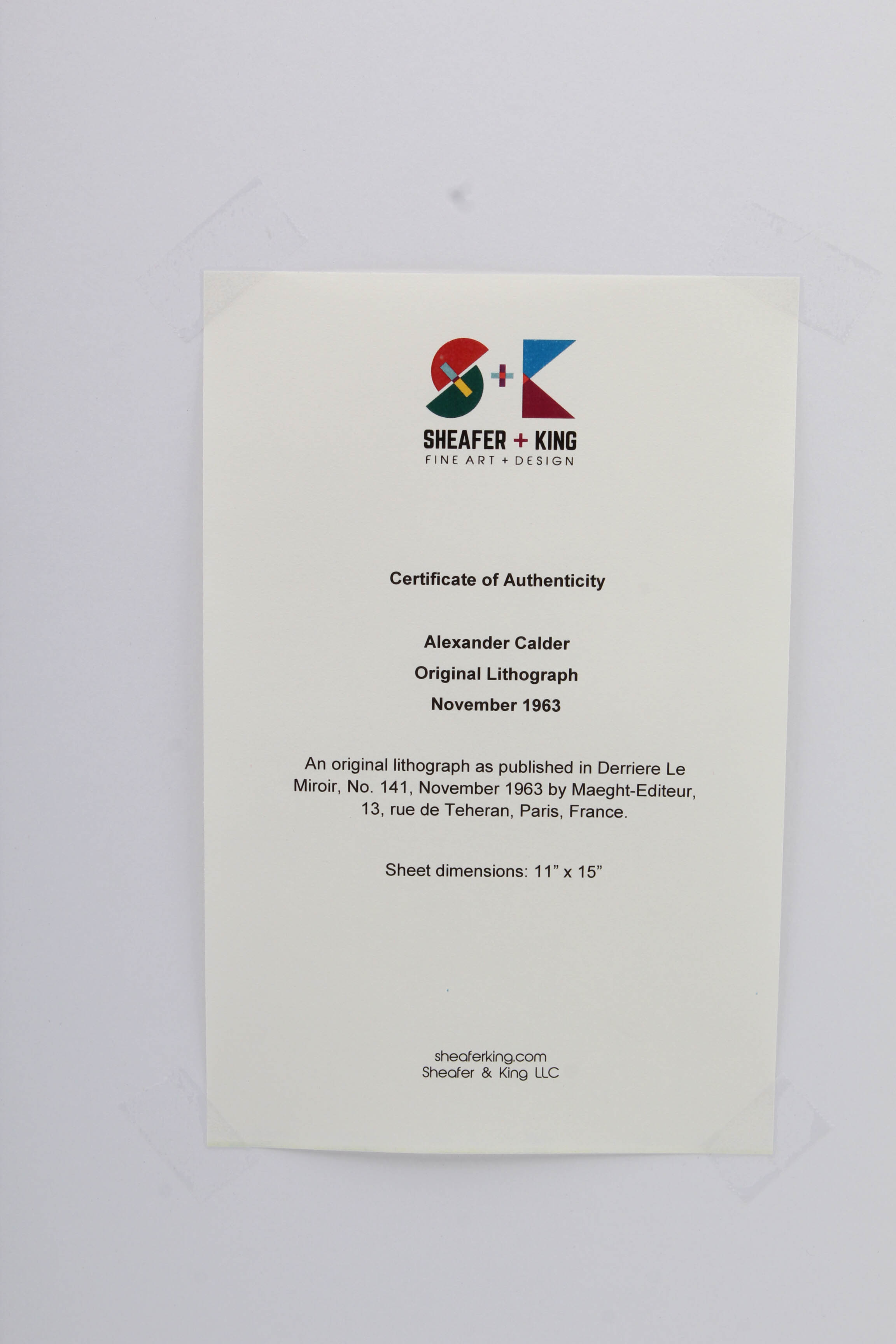 Alexander Calder "Study for Stabile" Lithograph for 1963 "Derriere Le Miroir"