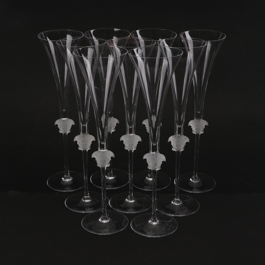 Versace for Rosenthal "Medusa Lumiere" Crystal Champagne Flutes