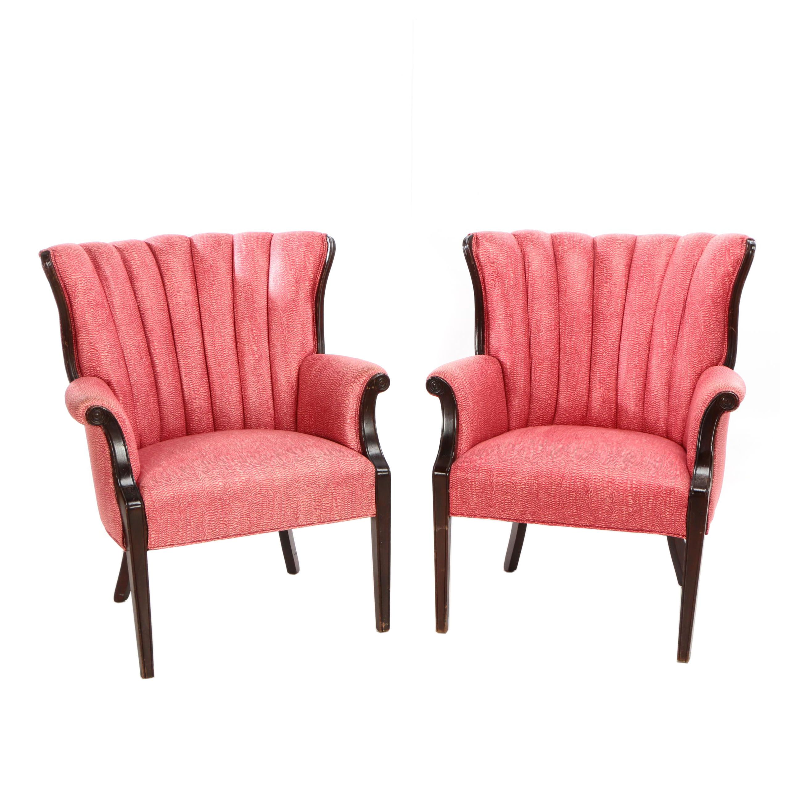 Upholstered Channel Back Chairs, 20th Century