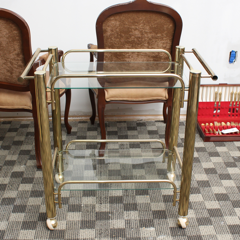Brass and Glass Bar Cart