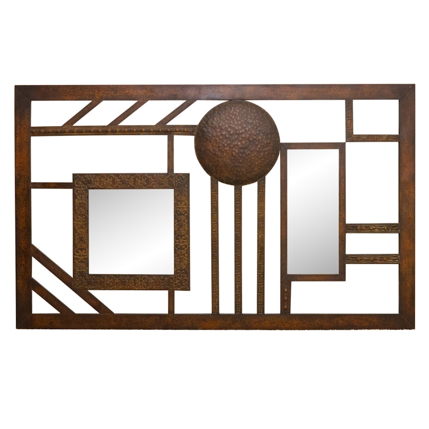 Contemporary Copper Metallic Wall Mirror