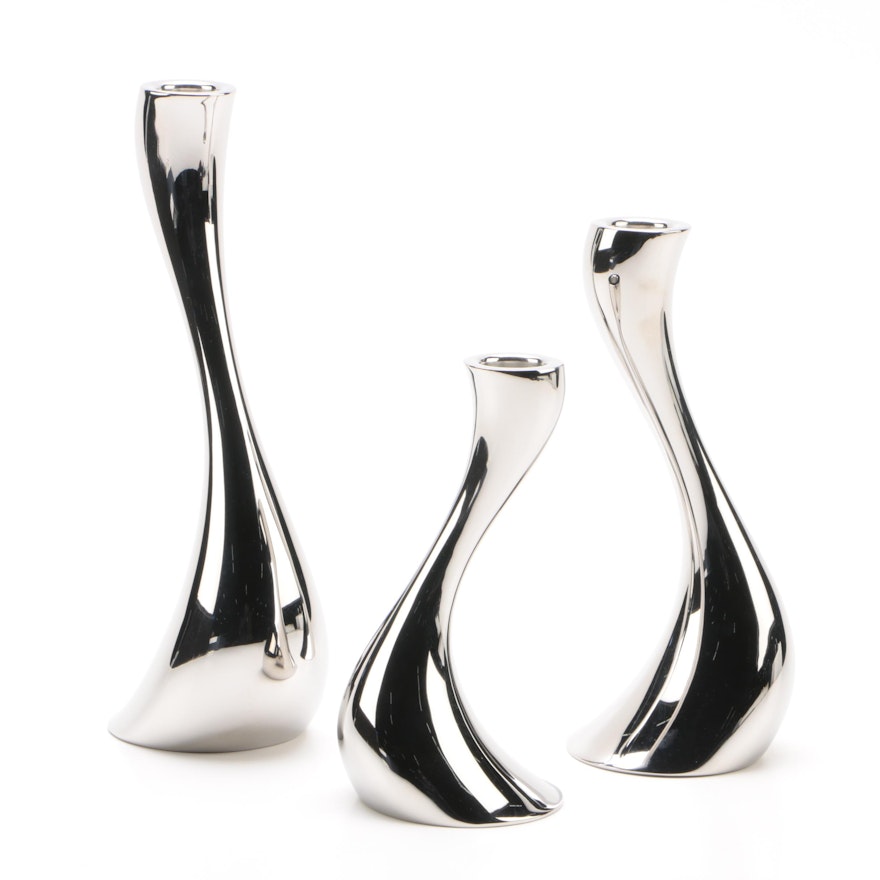 Georg Jensen "Cobra" Stainless Steel Graduated Candlesticks