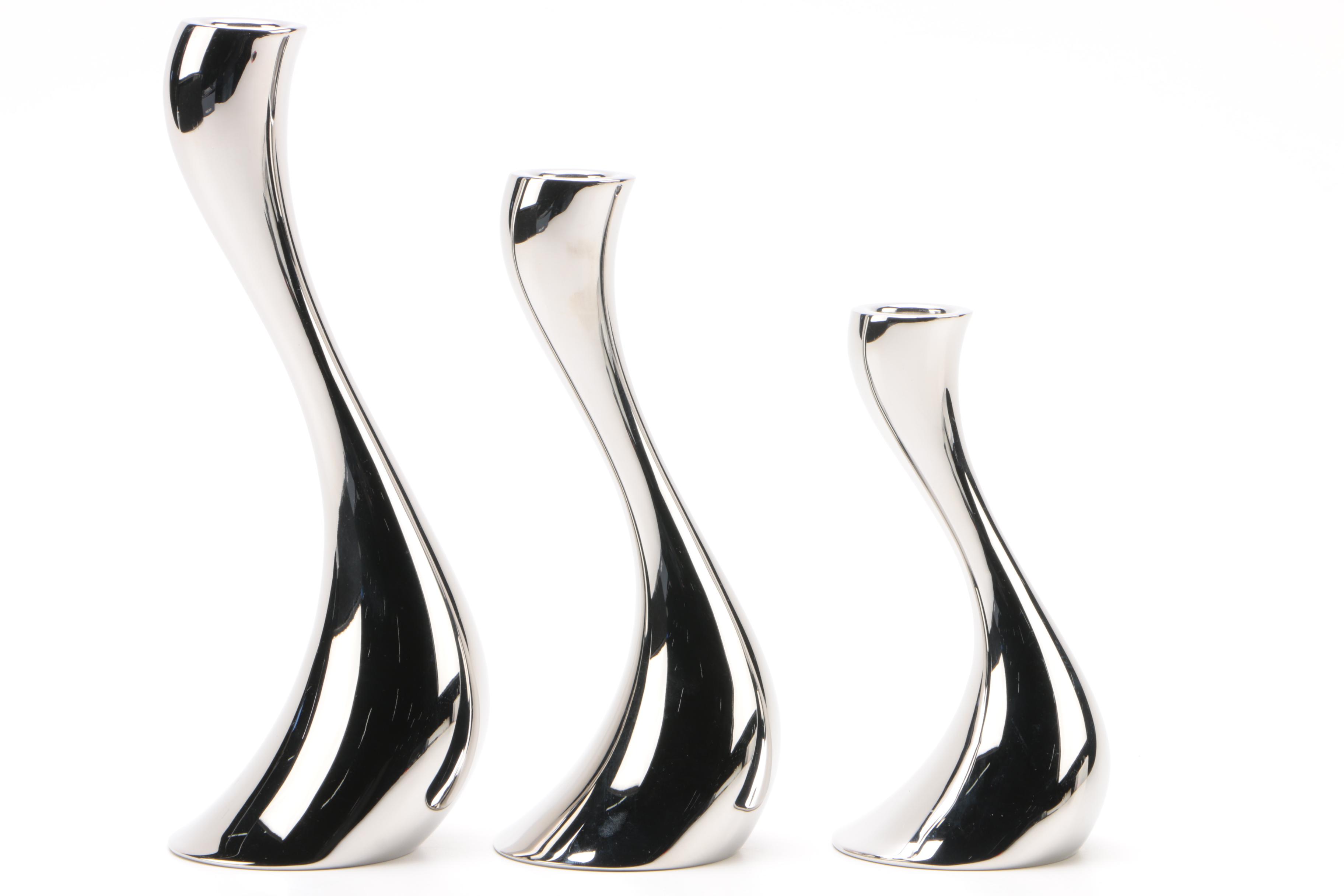 Georg Jensen "Cobra" Stainless Steel Graduated Candlesticks