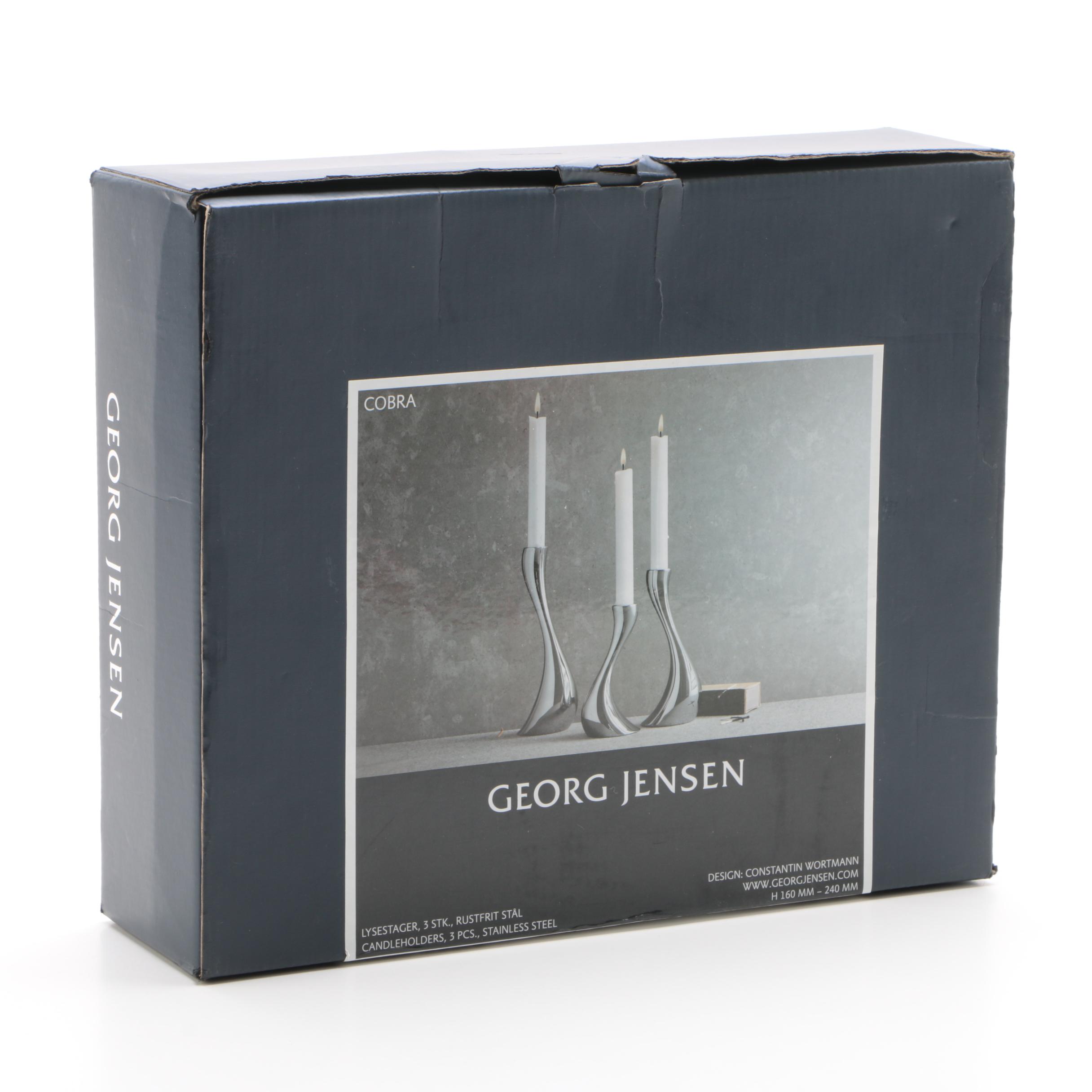 Georg Jensen "Cobra" Stainless Steel Graduated Candlesticks