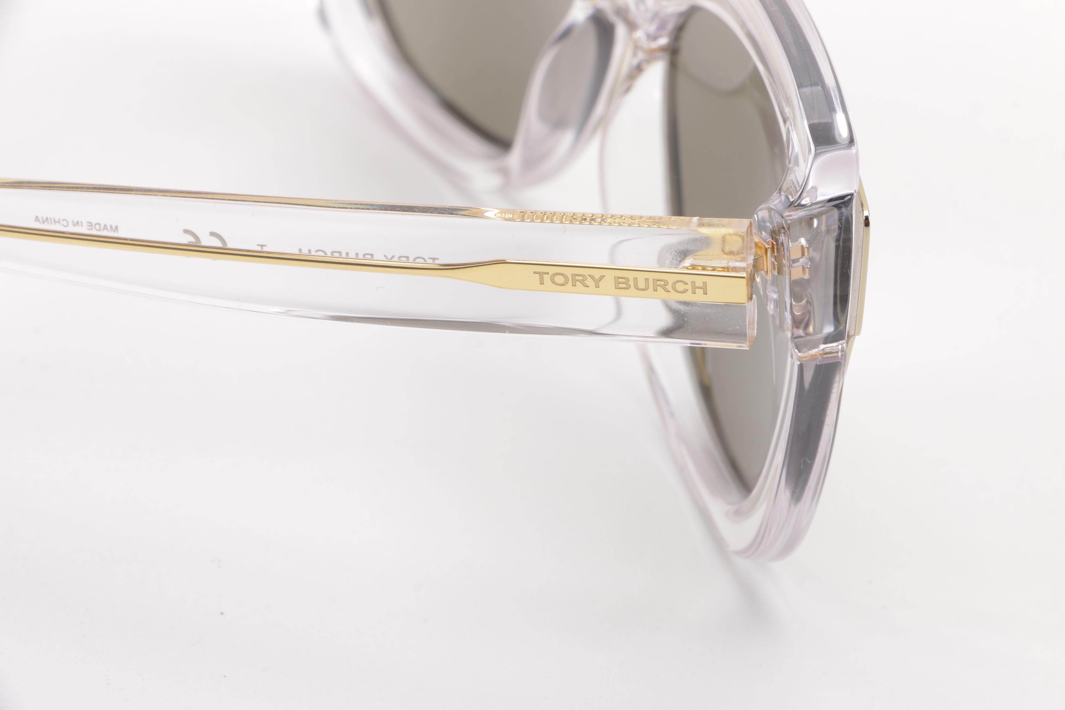 Tory Burch Transparent and Gold Tone Framed Sunglasses