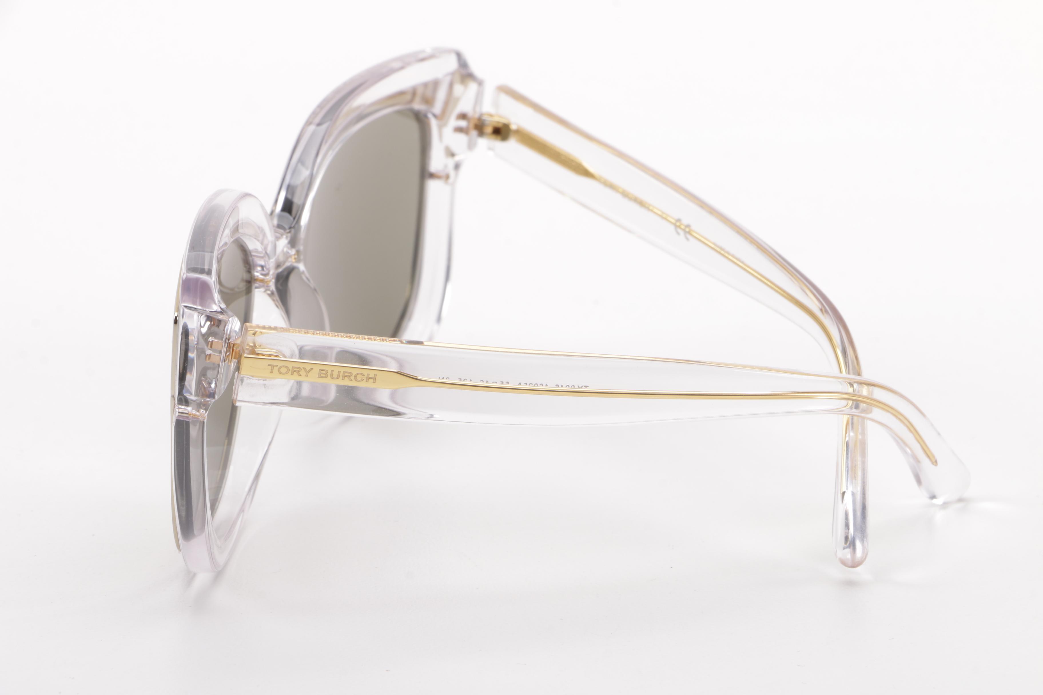 Tory Burch Transparent and Gold Tone Framed Sunglasses