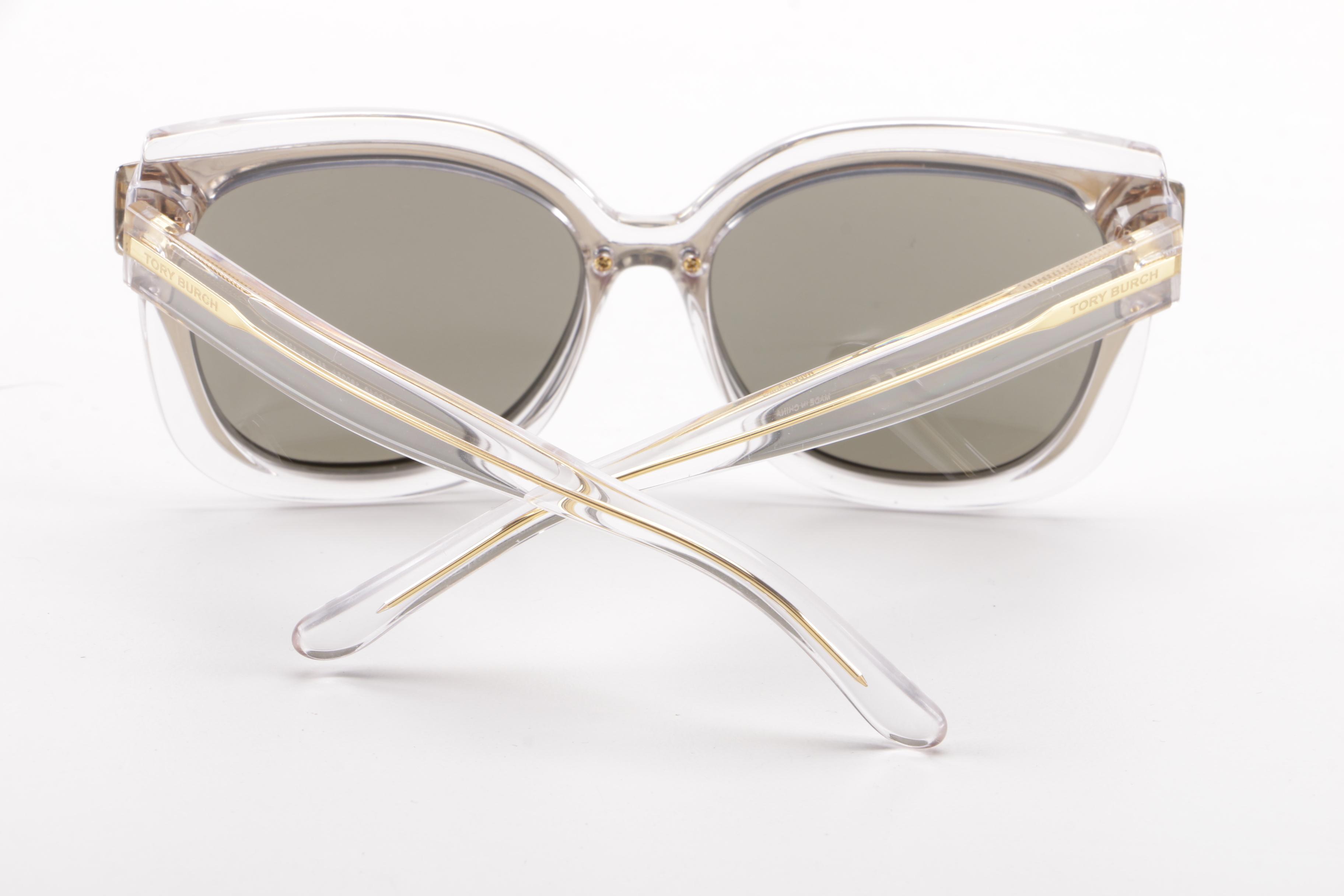 Tory Burch Transparent and Gold Tone Framed Sunglasses