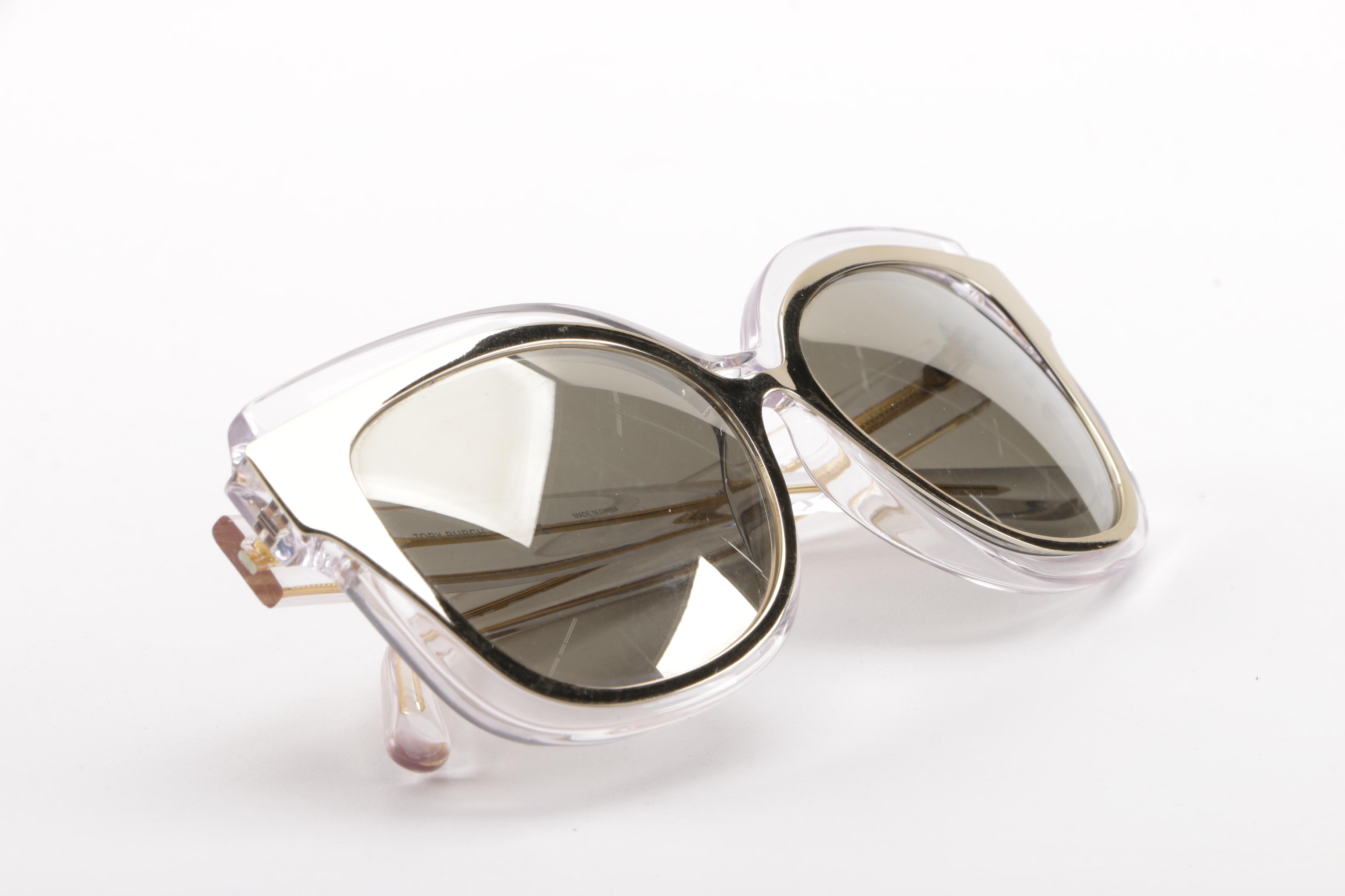 Tory Burch Transparent and Gold Tone Framed Sunglasses